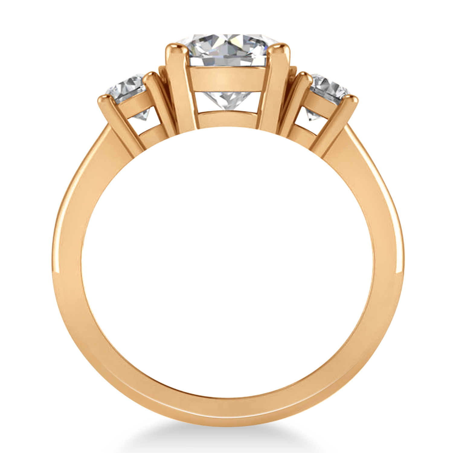 Round 3-Stone Moissanite & Diamond Engagement Ring 14k Rose Gold (2.50ct)