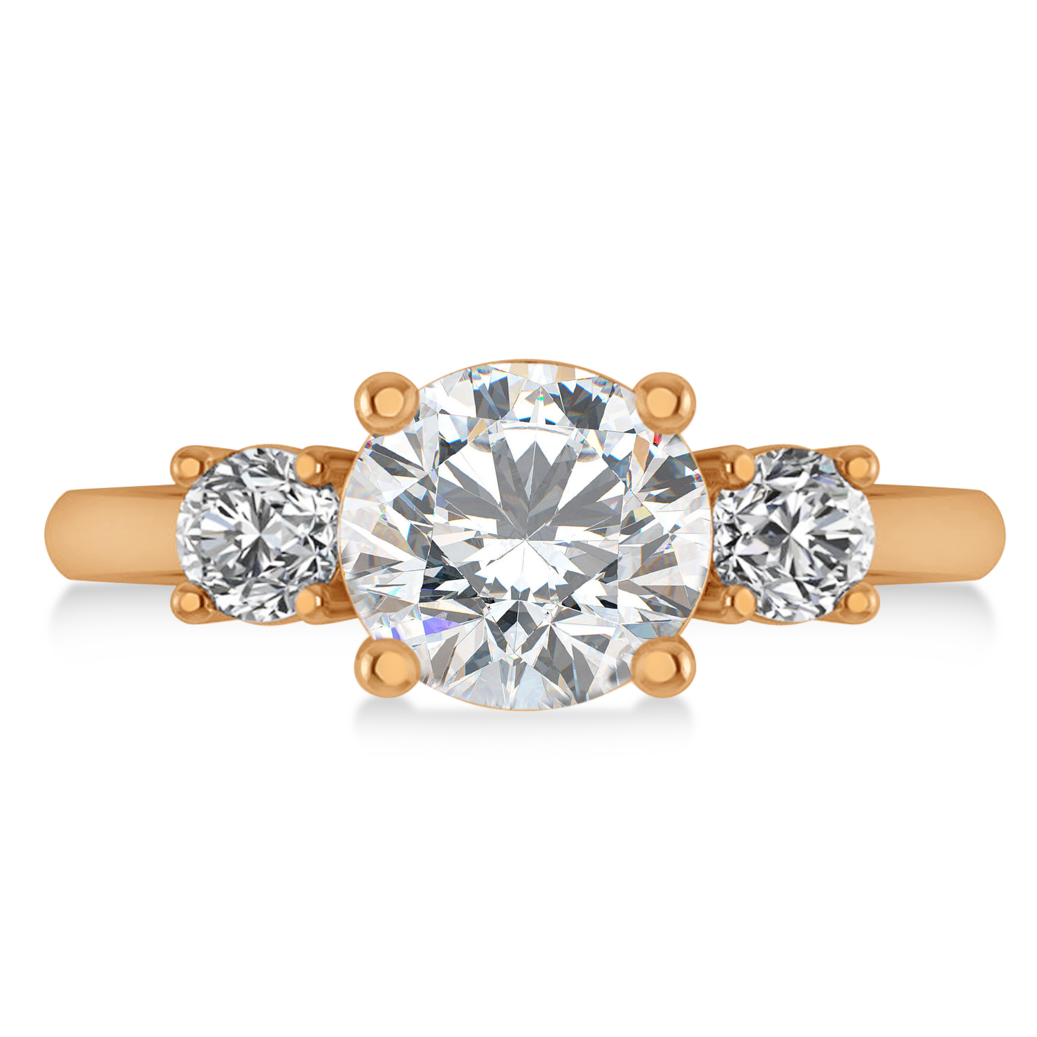 Round 3-Stone Moissanite & Diamond Engagement Ring 14k Rose Gold (2.50ct)