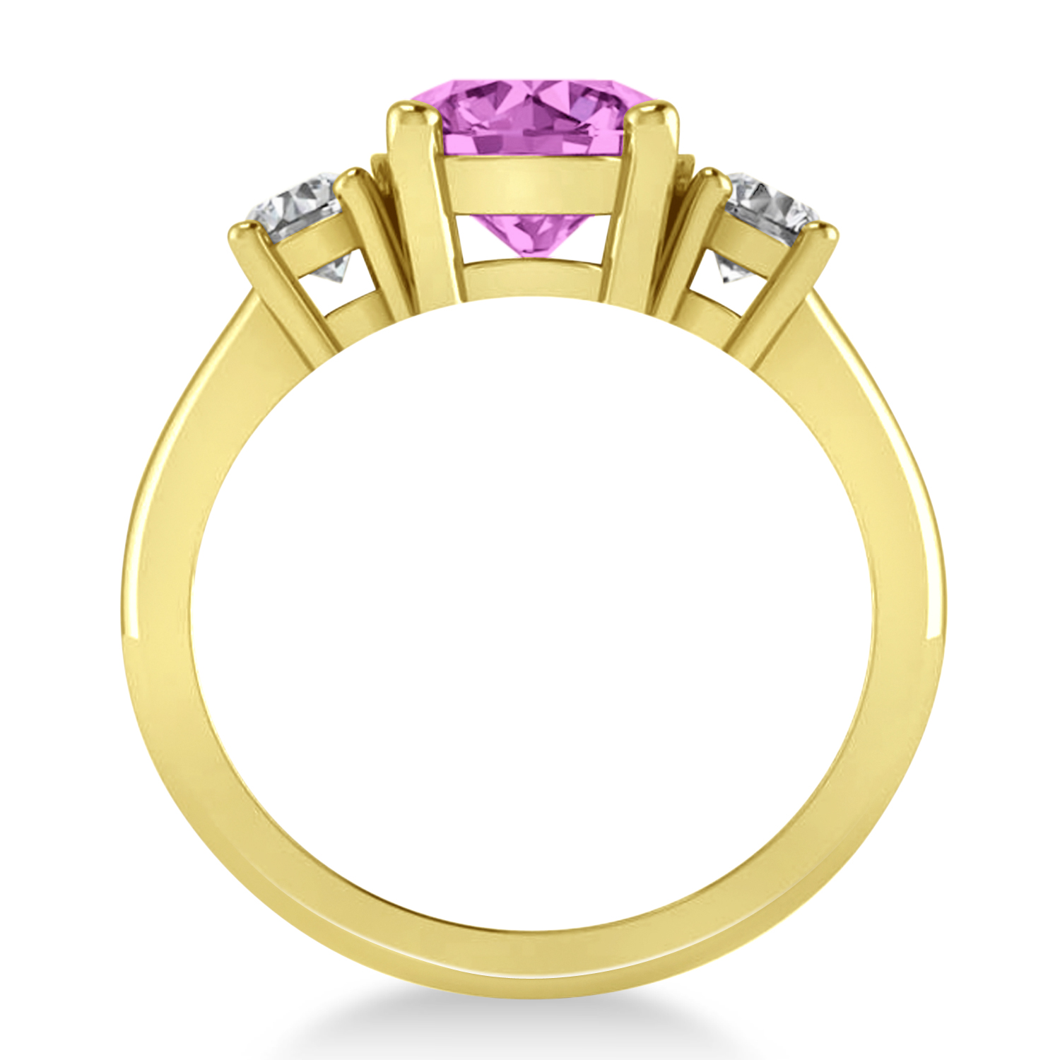 Round 3-Stone Pink Sapphire & Diamond Engagement Ring 14k Yellow Gold (2.50ct)