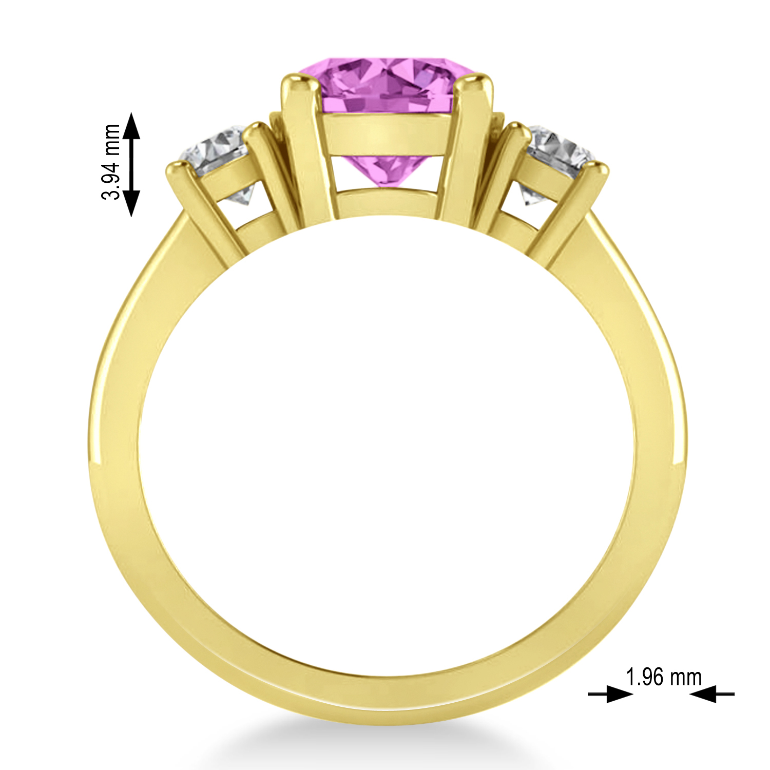 Round 3-Stone Pink Sapphire & Diamond Engagement Ring 14k Yellow Gold (2.50ct)