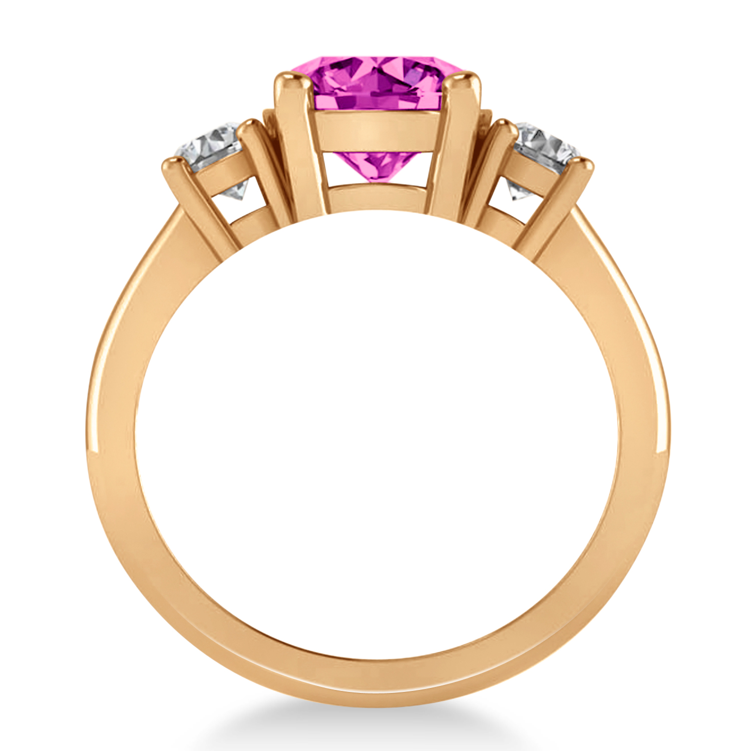 Round 3-Stone Pink Topaz & Diamond Engagement Ring 14k Rose Gold (2.50ct)