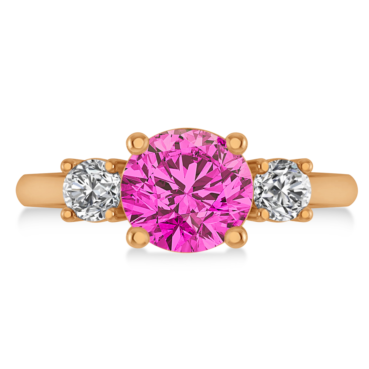 Round 3-Stone Pink Topaz & Diamond Engagement Ring 14k Rose Gold (2.50ct)