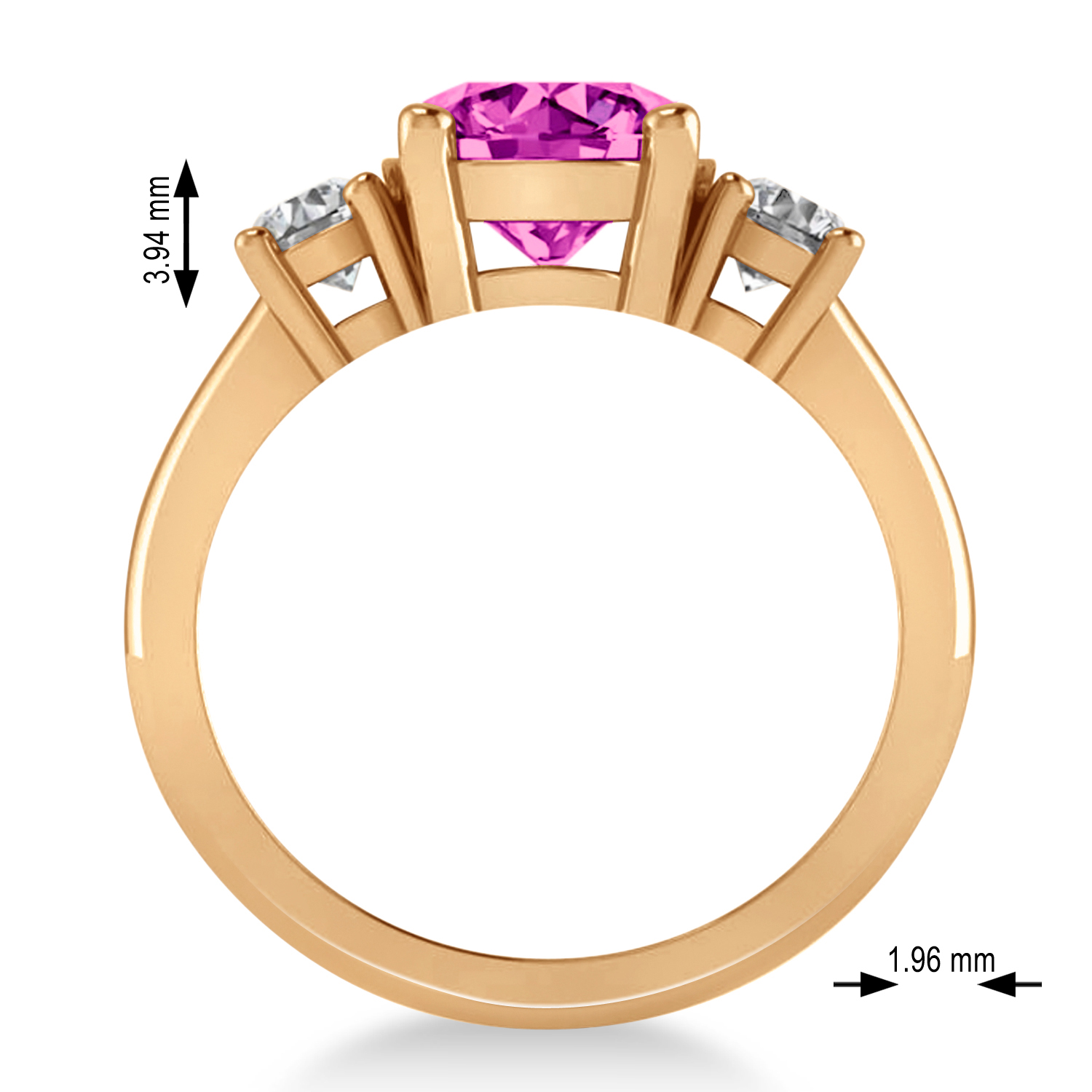 Round 3-Stone Pink Topaz & Diamond Engagement Ring 14k Rose Gold (2.50ct)