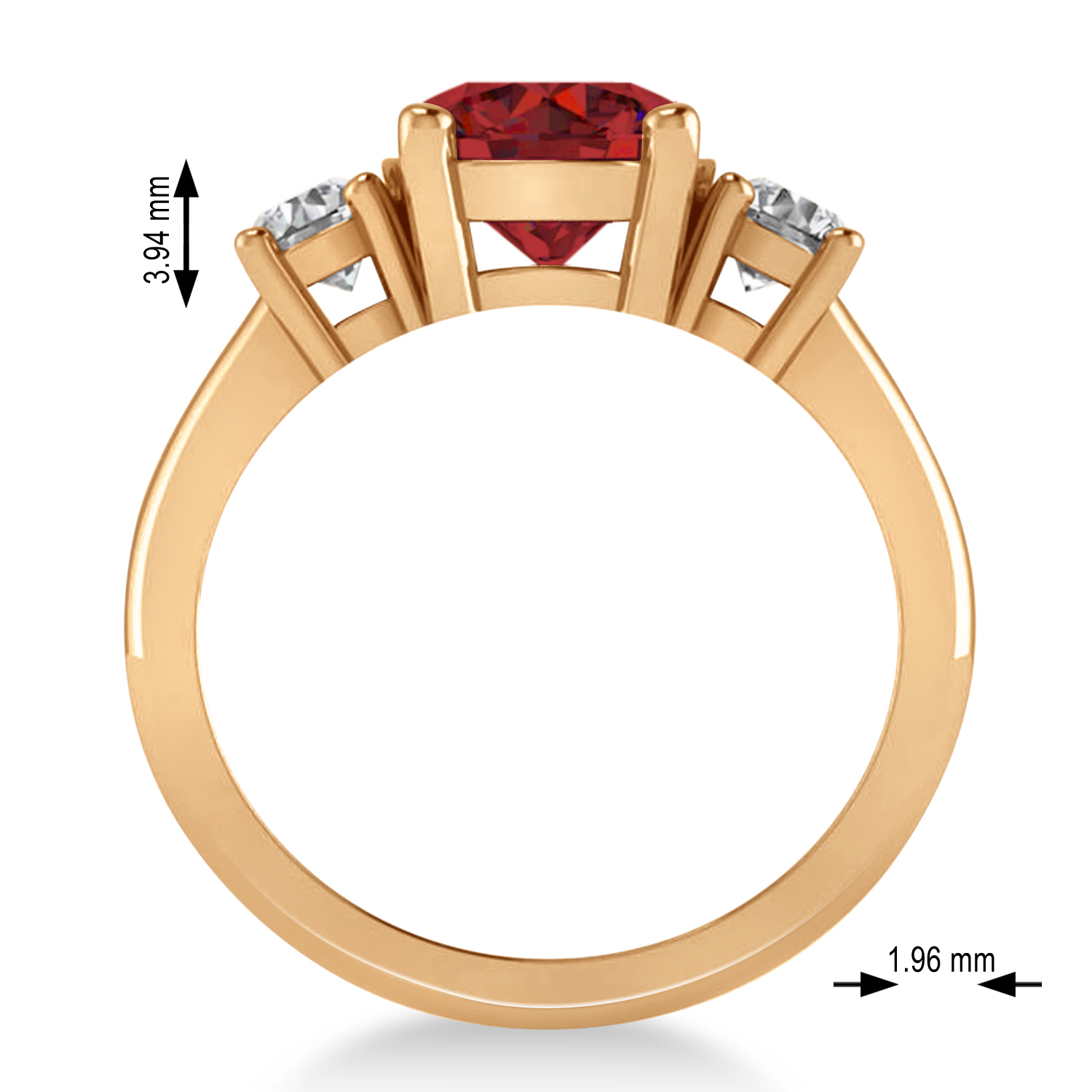 Round 3-Stone Ruby & Diamond Engagement Ring 14k Rose Gold (2.50ct)