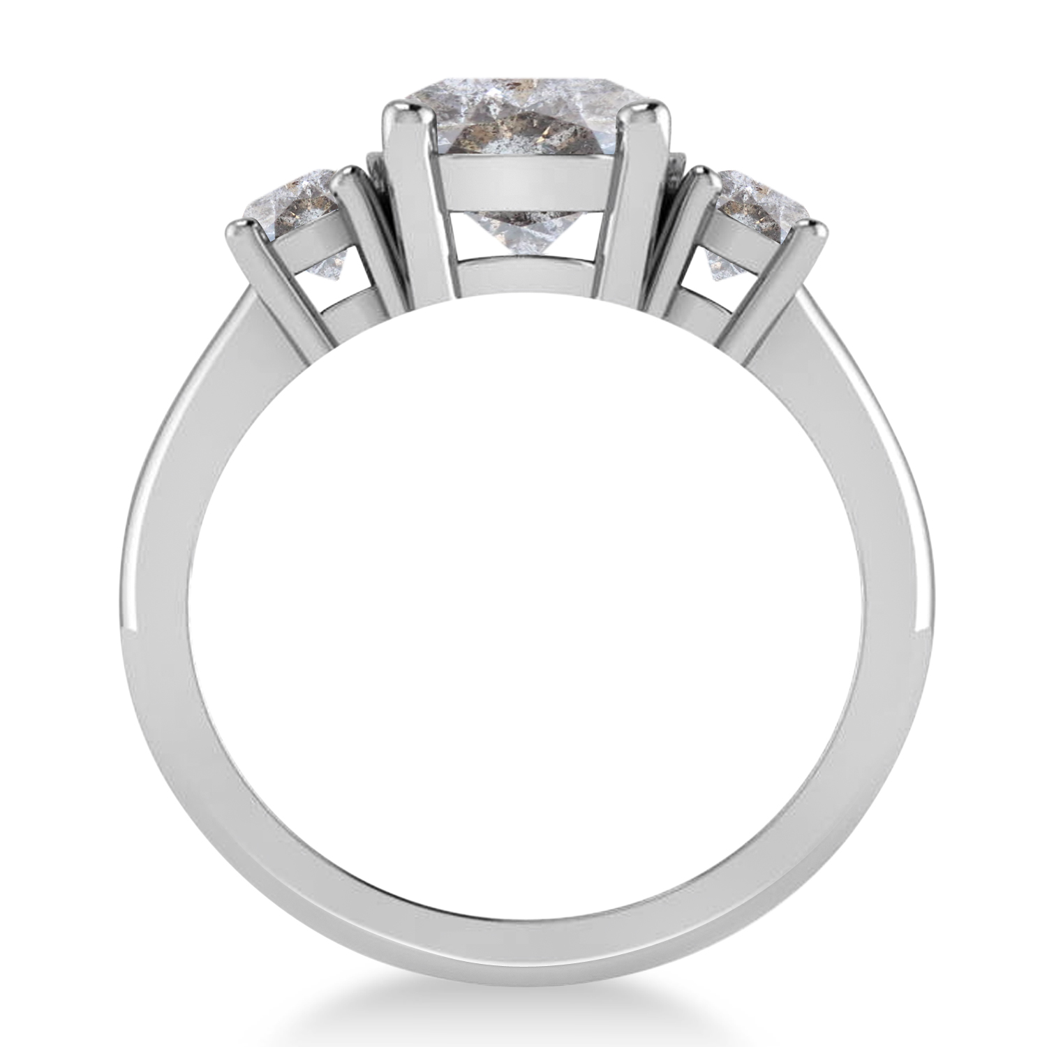Round 3-Stone Salt & Pepper Diamond Engagement Ring 14k White Gold (2.50ct)