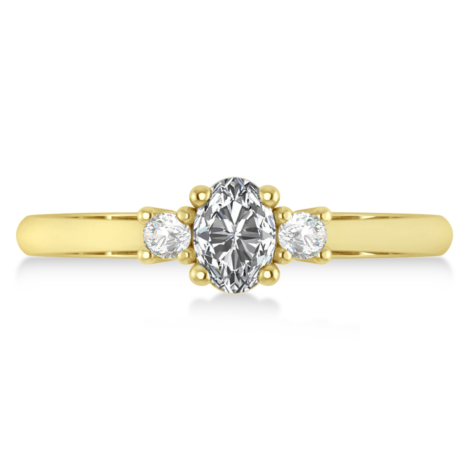 Small Oval Diamond Three-Stone Engagement Ring 14k Yellow Gold (0.60ct)