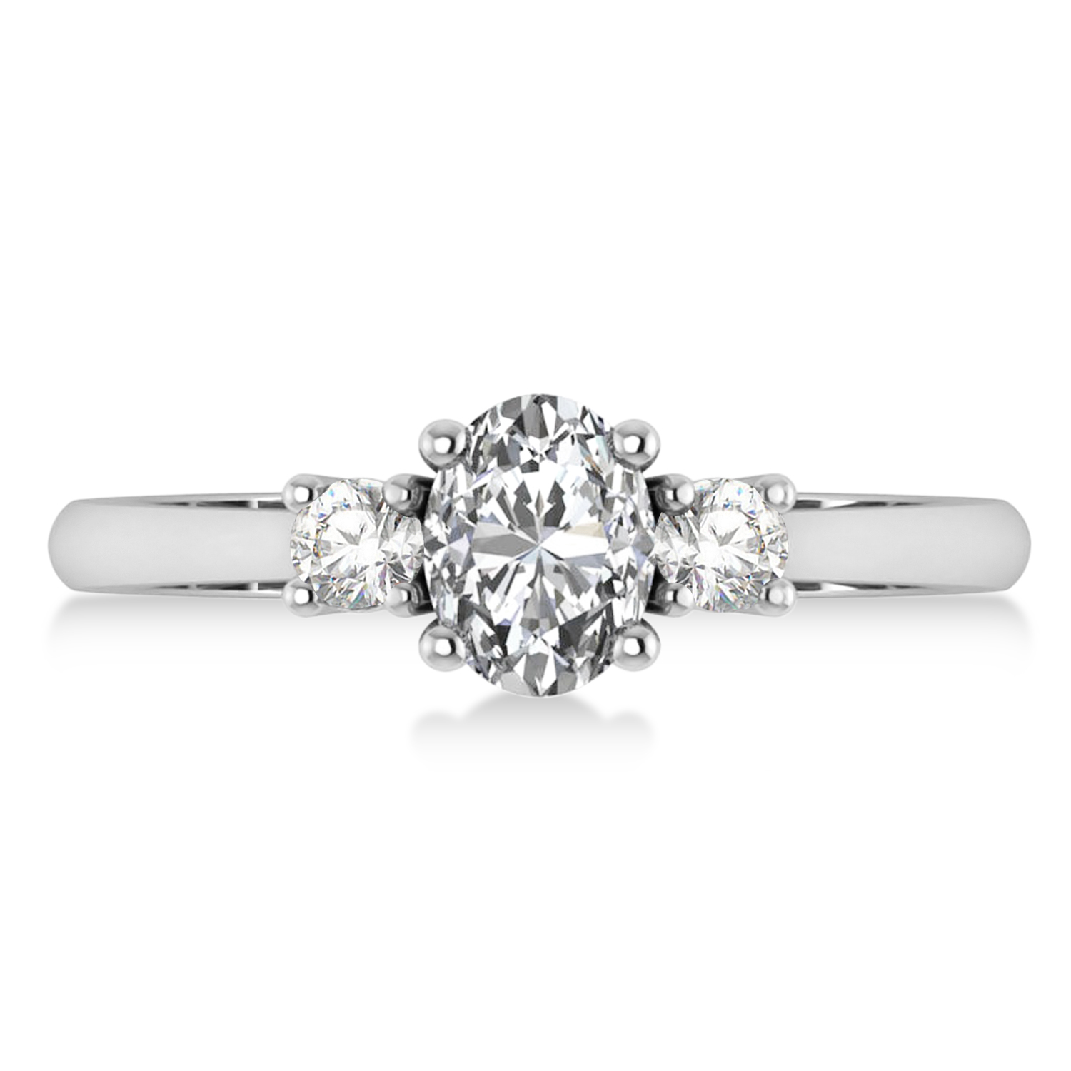Oval Diamond Three-Stone Engagement Ring 14k White Gold (1.20ct)