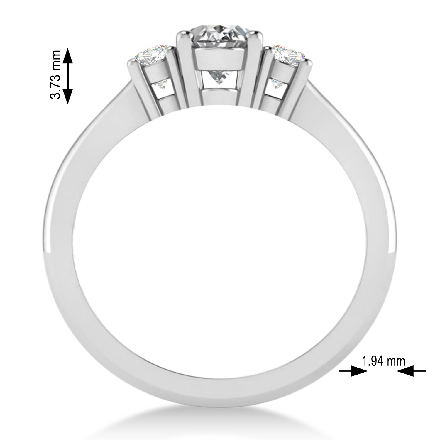 Oval Diamond Three-Stone Engagement Ring 14k White Gold (1.20ct)