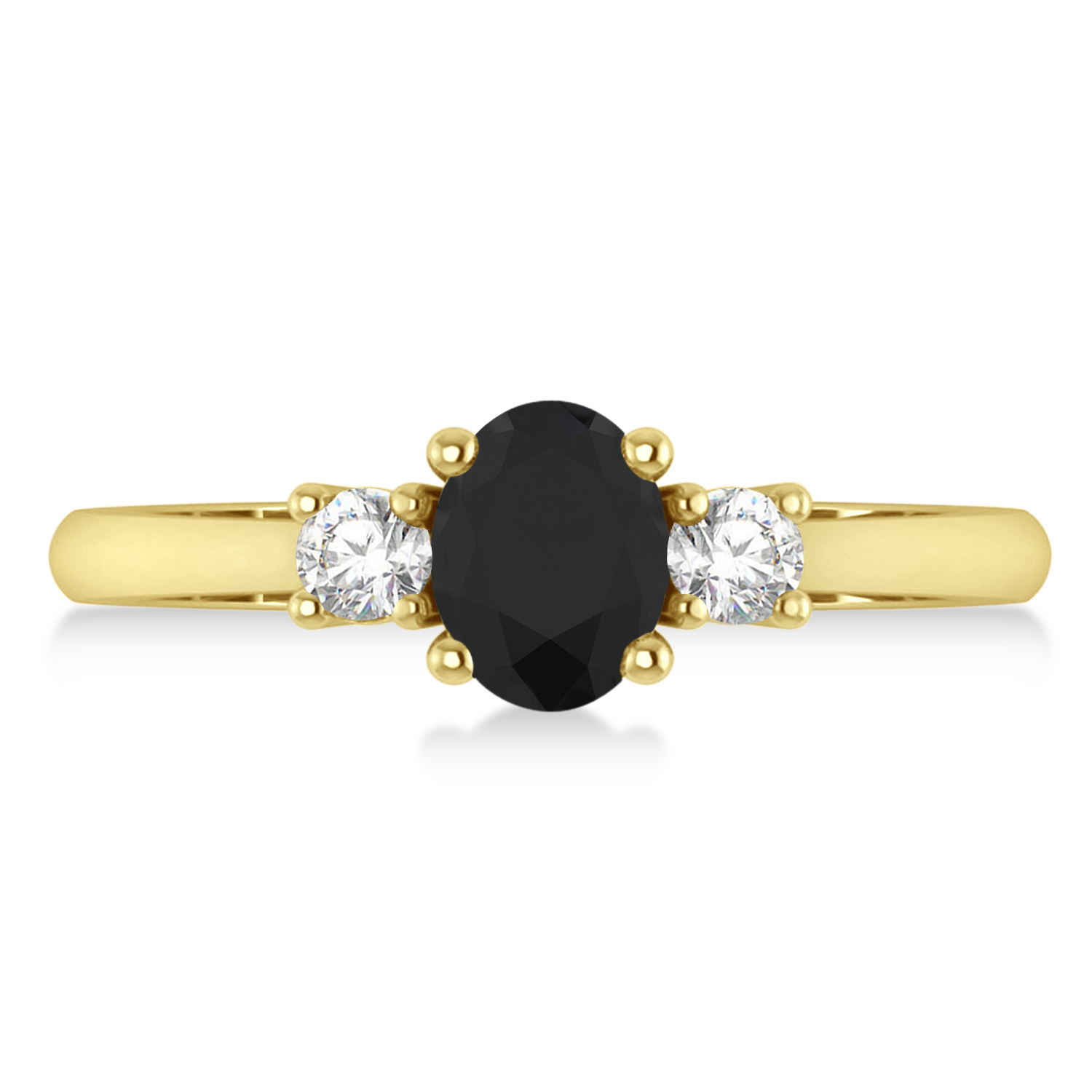 Oval Black & White Diamond Three-Stone Engagement Ring 14k Yellow Gold (1.20ct)