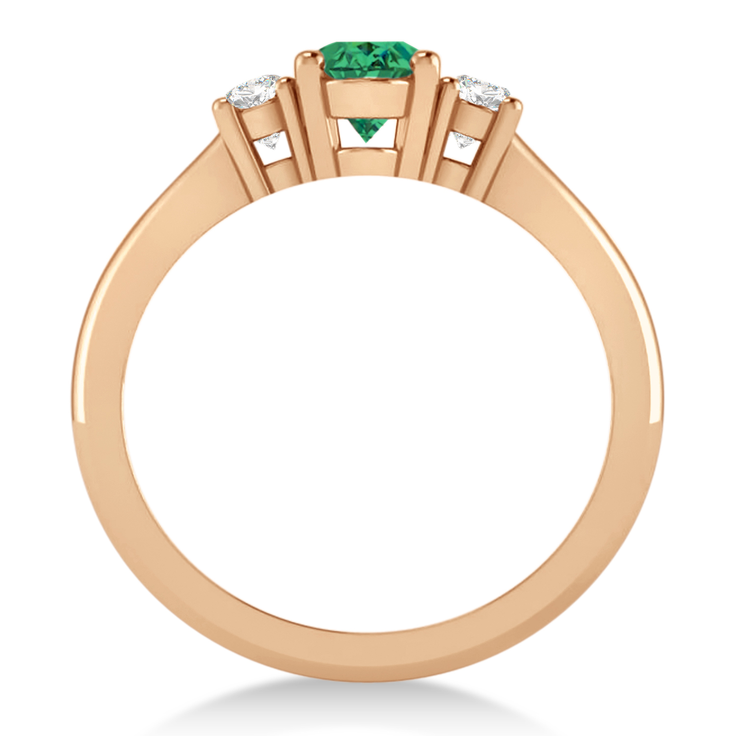 Oval Emerald & Diamond Three-Stone Engagement Ring 14k Rose Gold (1.20ct)