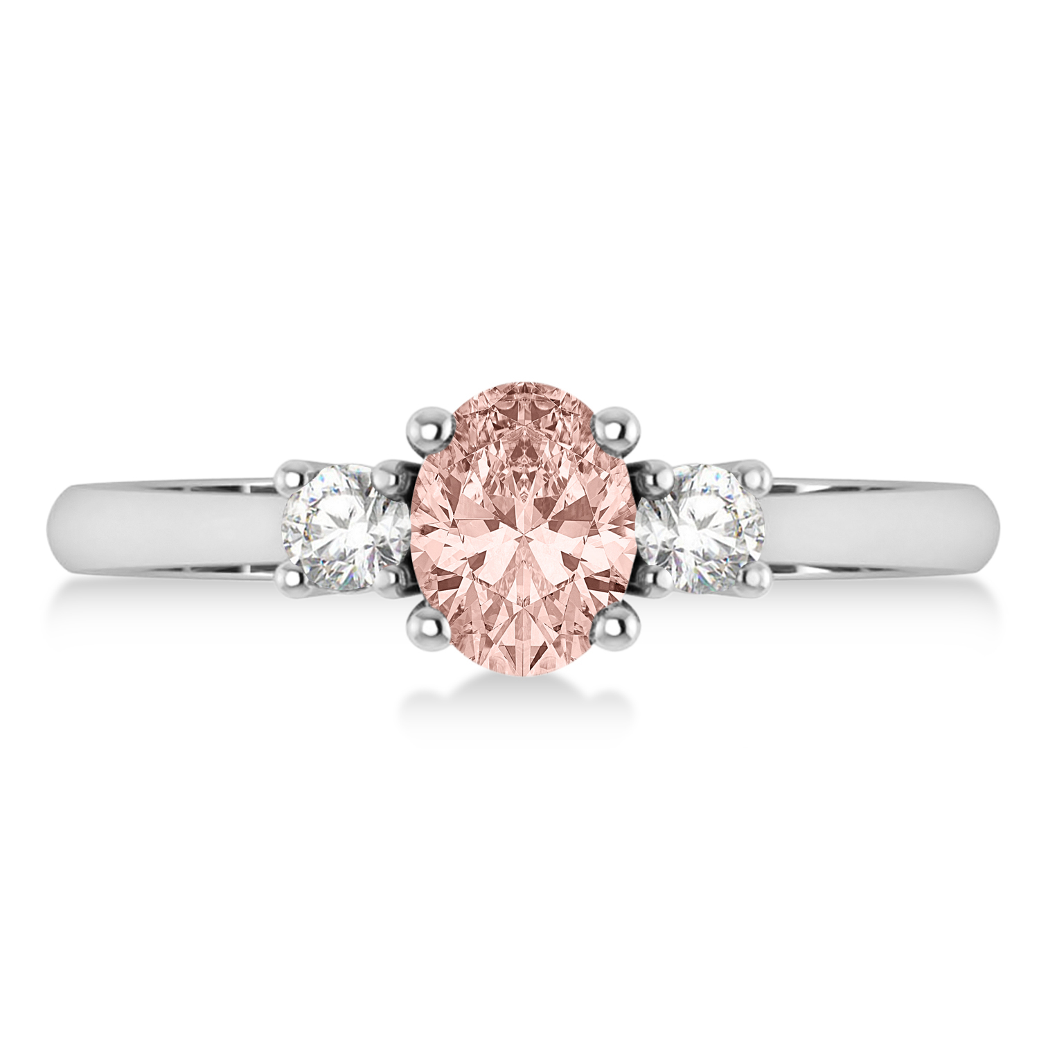 Oval Morganite & Diamond Three-Stone Engagement Ring 14k White Gold (1.20ct)