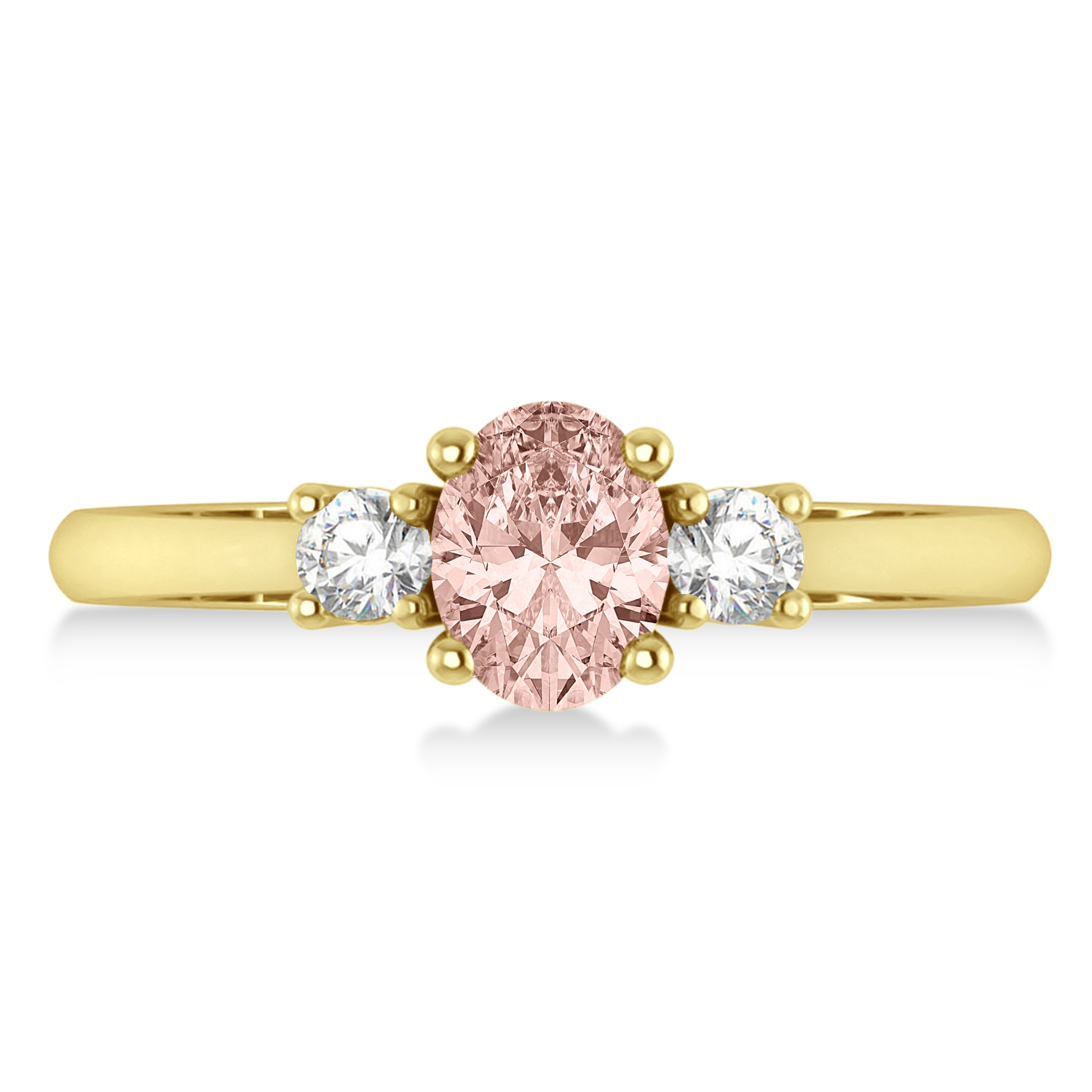 Oval Morganite & Diamond Three-Stone Engagement Ring 14k Yellow Gold (1.20ct)