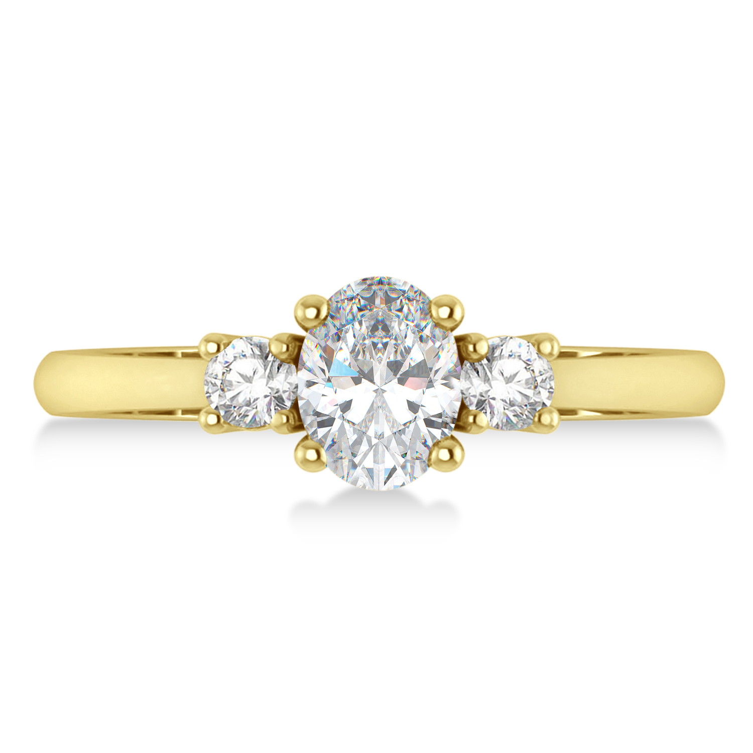 Oval Moissanite & Diamond Three-Stone Engagement Ring 14k Yellow Gold (1.20ct)