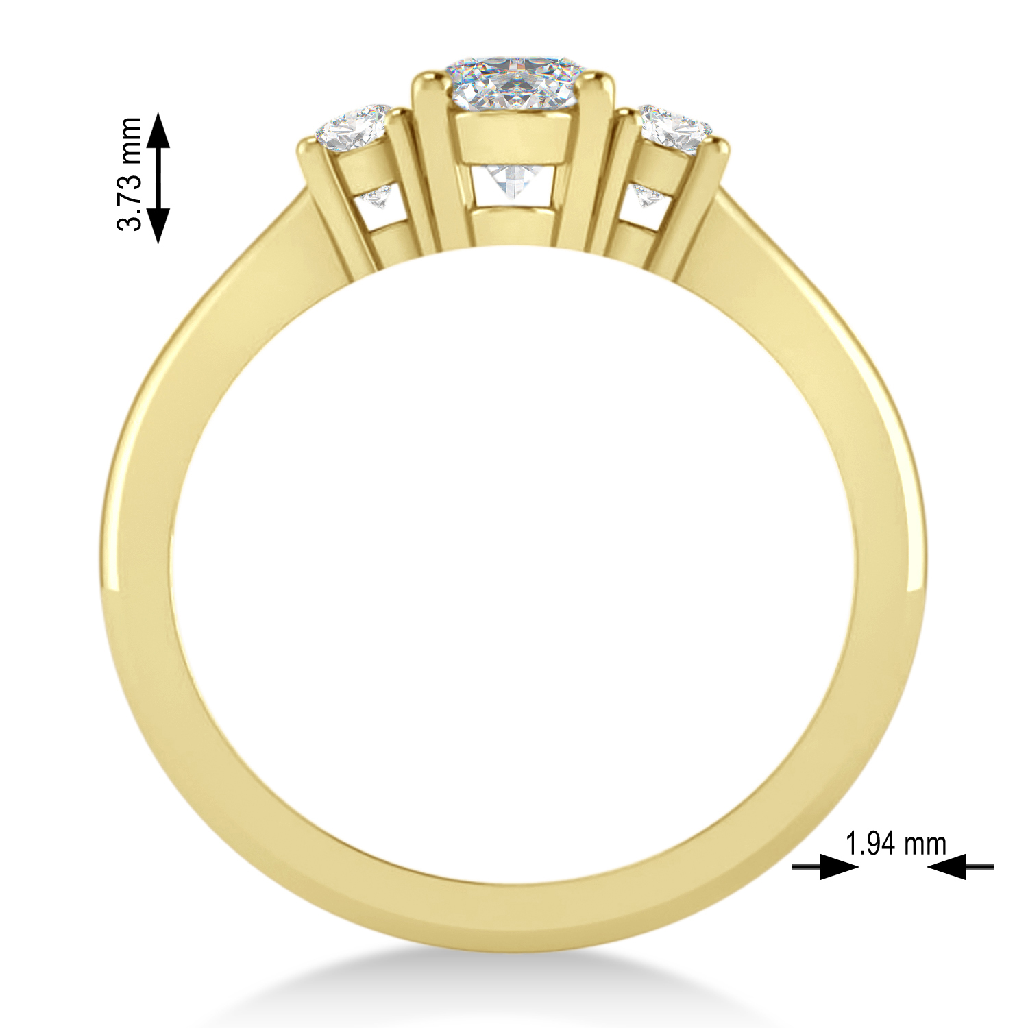 Oval Moissanite & Diamond Three-Stone Engagement Ring 14k Yellow Gold (1.20ct)