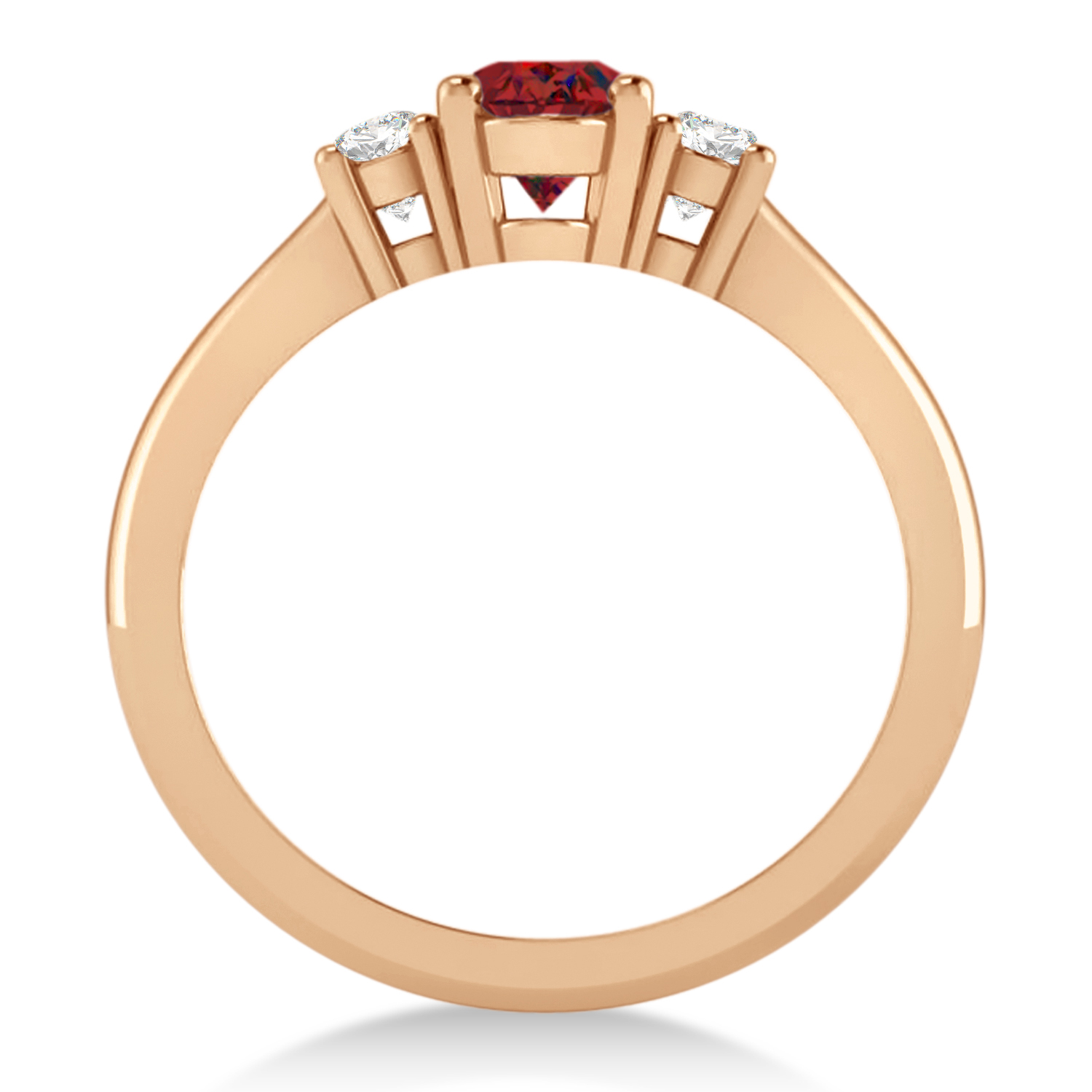 Oval Ruby & Diamond Three-Stone Engagement Ring 14k Rose Gold (1.20ct)