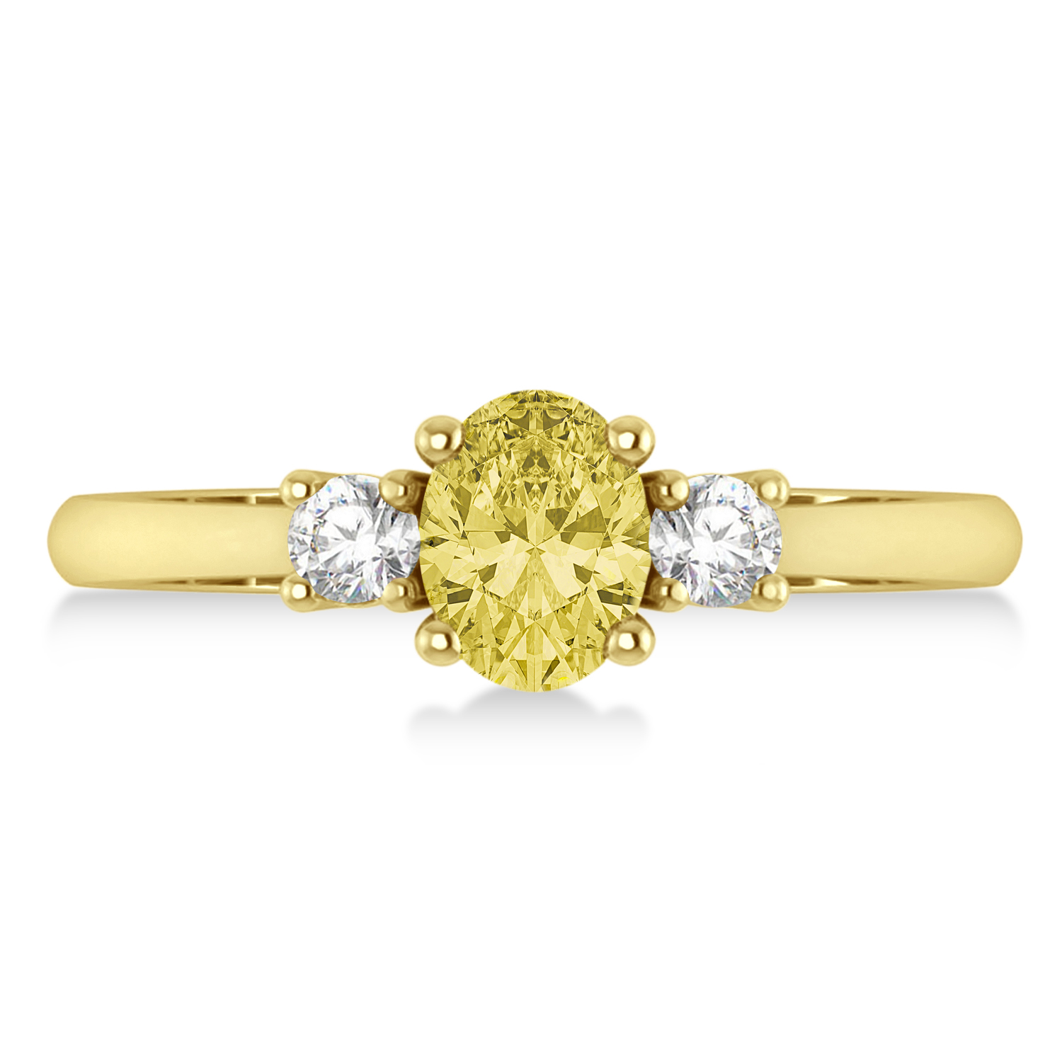 Oval Yellow & White Diamond Three-Stone Engagement Ring 14k Yellow Gold (1.20ct)
