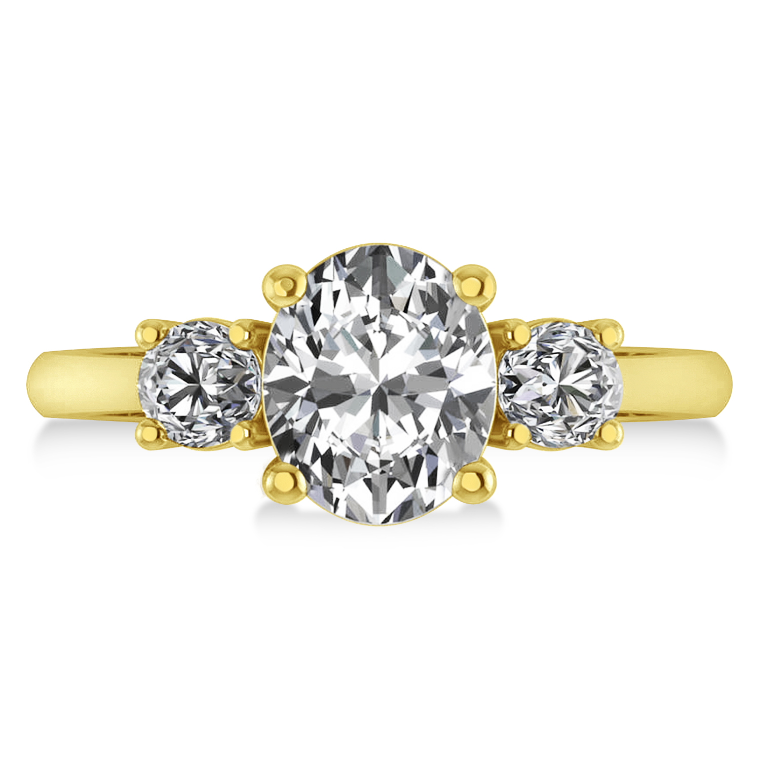 Oval & Round 3-Stone Diamond Engagement Ring 14k Yellow Gold (3.00ct)