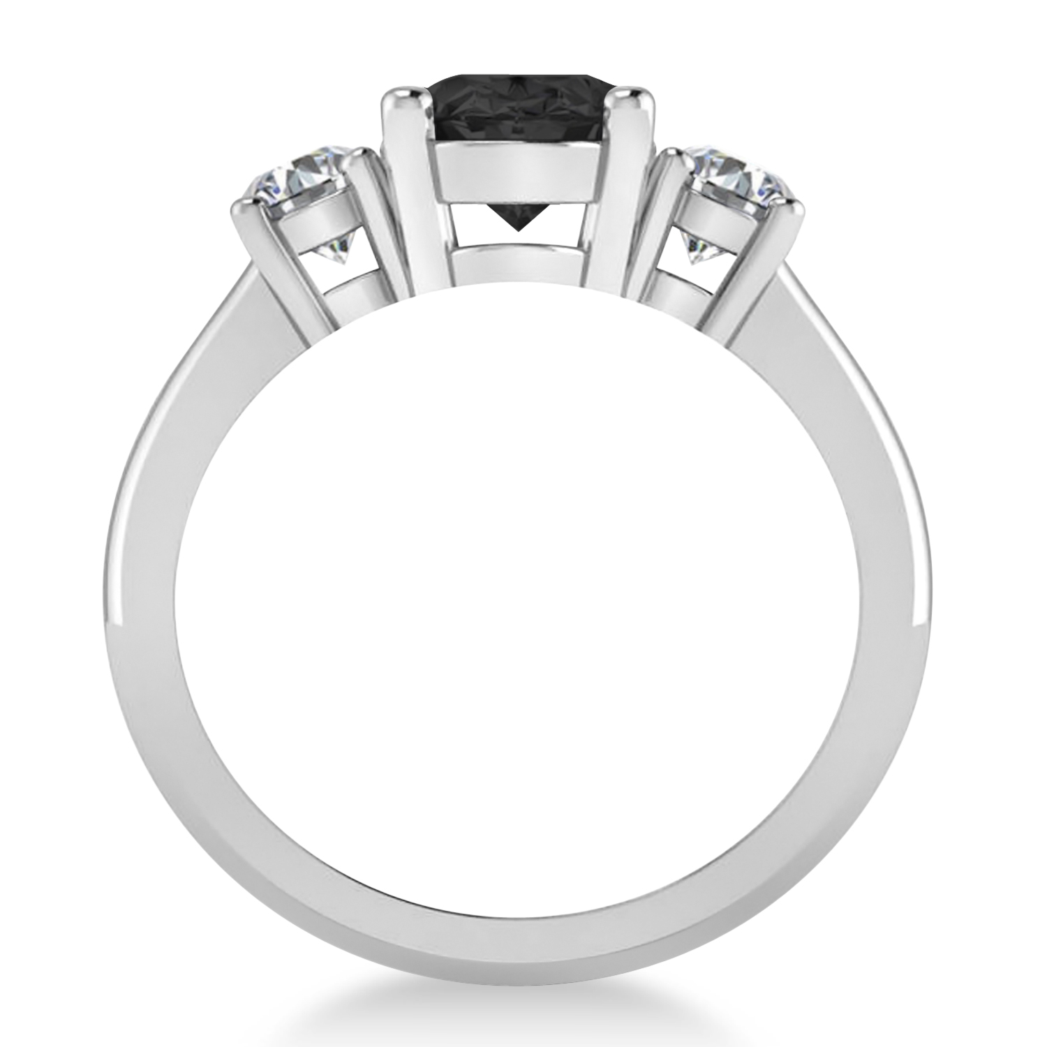 Oval & Round 3-Stone Black & White Diamond Engagement Ring 14k White Gold (3.00ct)