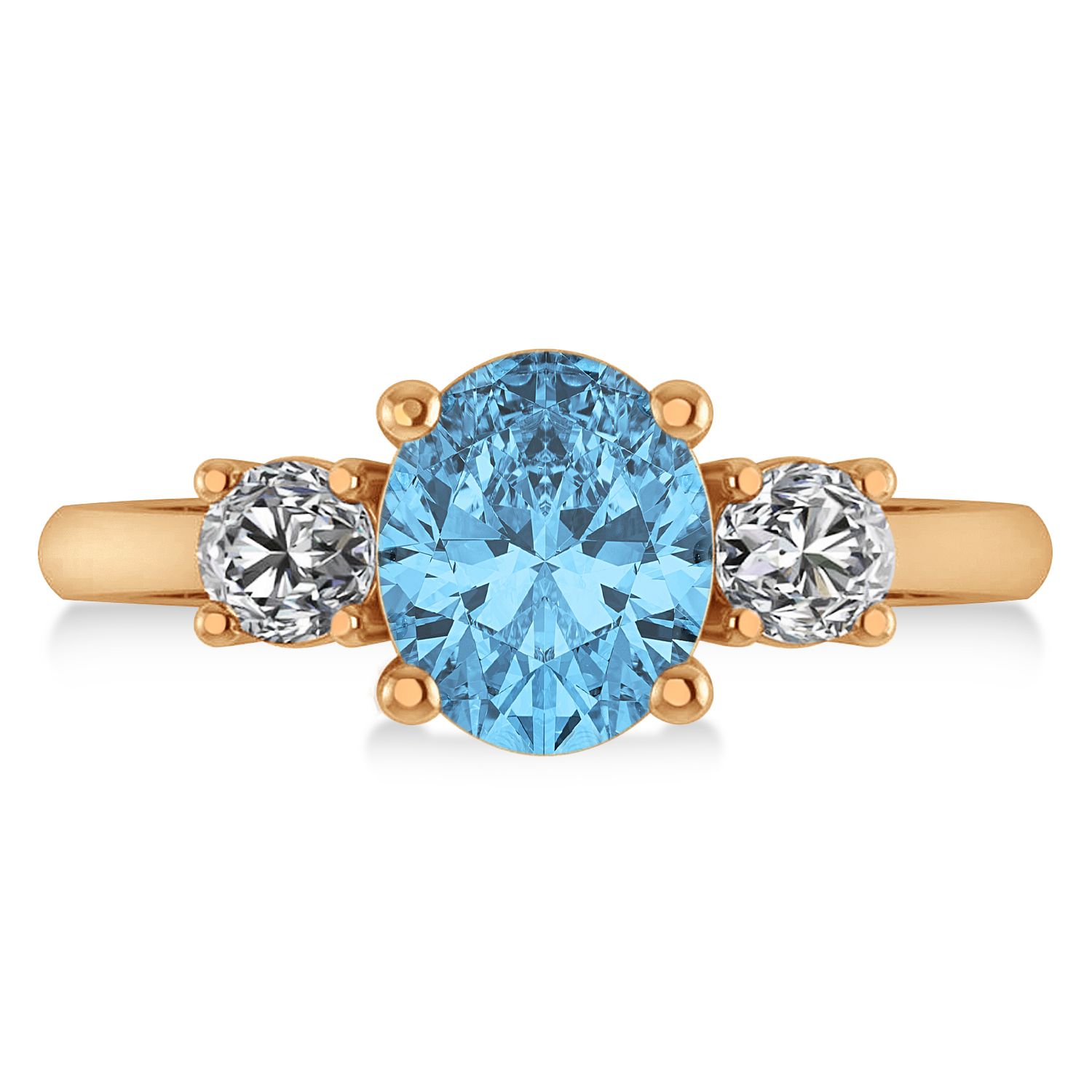 Oval & Round 3-Stone Blue Topaz & Diamond Engagement Ring 14k Rose Gold (3.00ct)