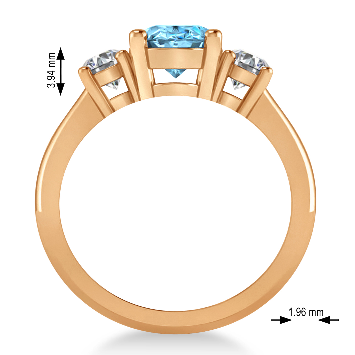 Oval & Round 3-Stone Blue Topaz & Diamond Engagement Ring 14k Rose Gold (3.00ct)
