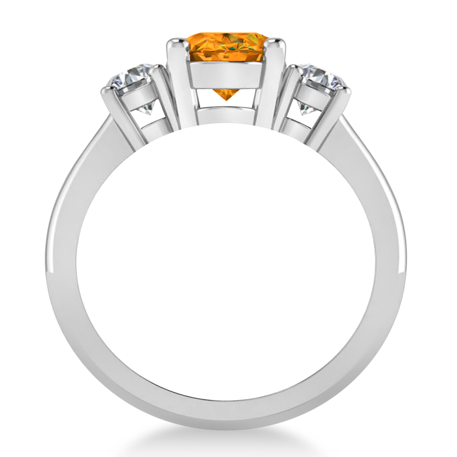 Oval & Round 3-Stone Citrine & Diamond Engagement Ring 14k White Gold (3.00ct)