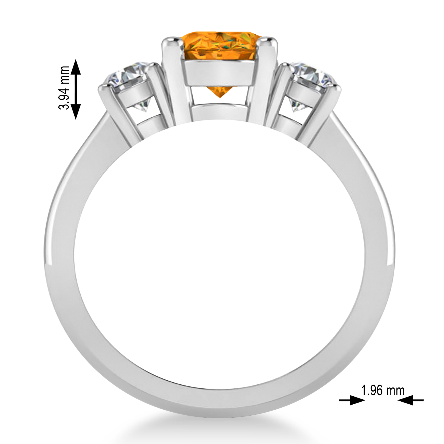 Oval & Round 3-Stone Citrine & Diamond Engagement Ring 14k White Gold (3.00ct)