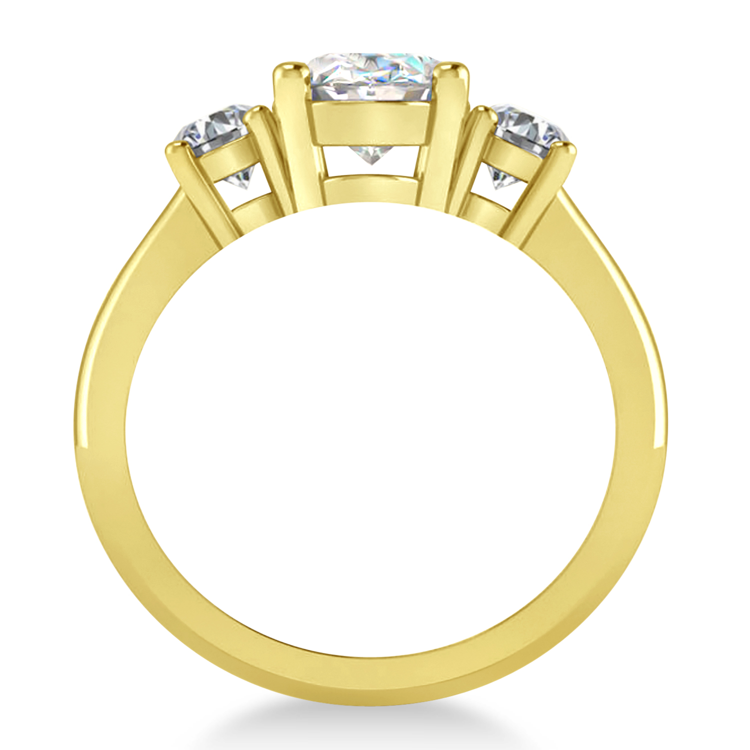 Oval & Round 3-Stone Moissanite & Diamond Engagement Ring 14k Yellow Gold (3.00ct)