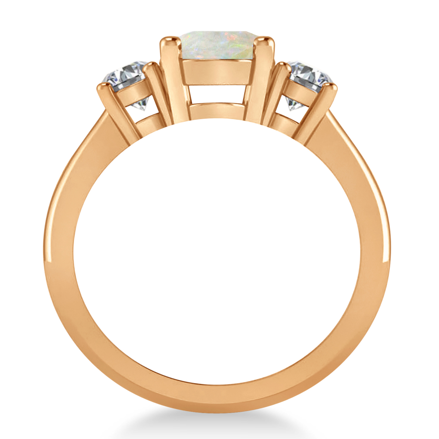 Oval & Round 3-Stone Opal & Diamond Engagement Ring 14k Rose Gold (3.00ct)