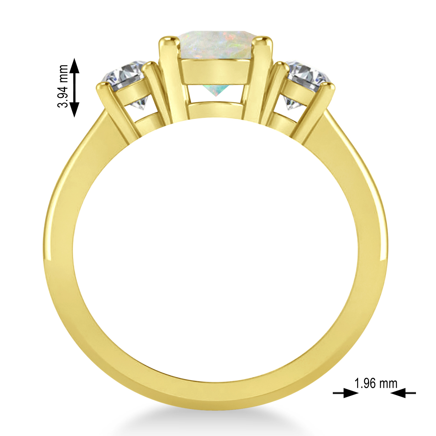 Oval & Round 3-Stone Opal & Diamond Engagement Ring 14k Yellow Gold (3.00ct)