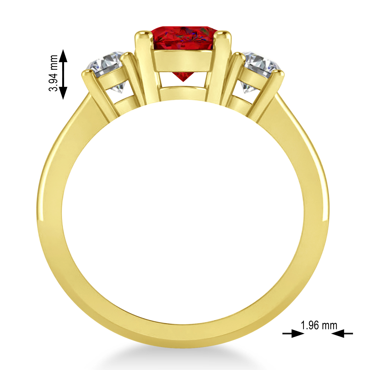 Oval & Round 3-Stone Ruby & Diamond Engagement Ring 14k Yellow Gold (3.00ct)