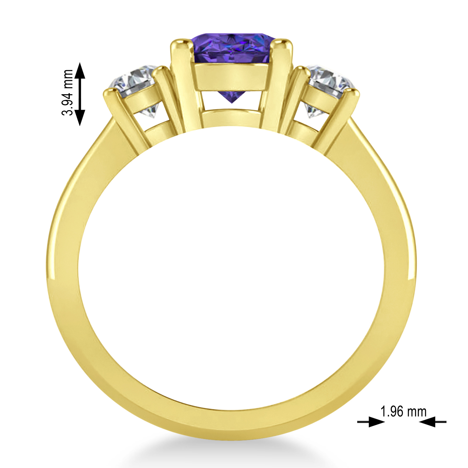 Oval & Round 3-Stone Tanzanite & Diamond Engagement Ring 14k Yellow Gold (3.00ct)