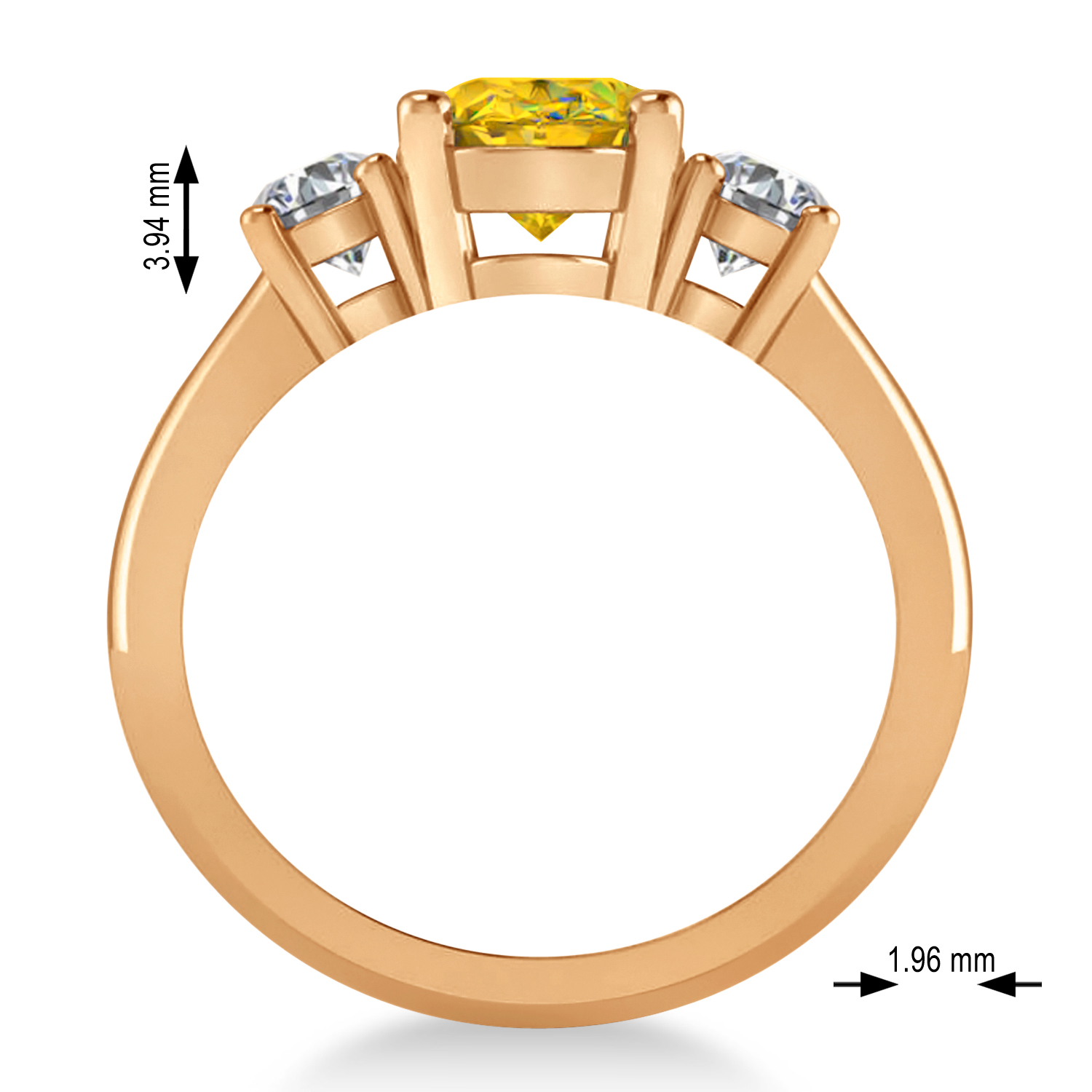 Oval & Round 3-Stone Yellow Sapphire & Diamond Engagement Ring 14k Rose Gold (3.00ct)