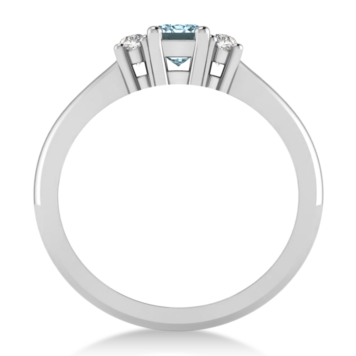 Emerald Aquamarine & Diamond Three-Stone Engagement Ring 14k White Gold (0.60ct)
