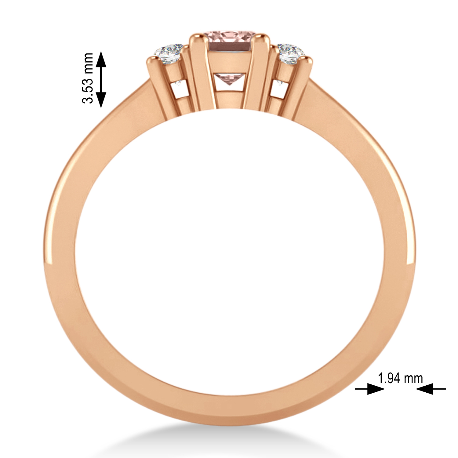 Emerald Morganite & Diamond Three-Stone Engagement Ring 14k Rose Gold (0.60ct)