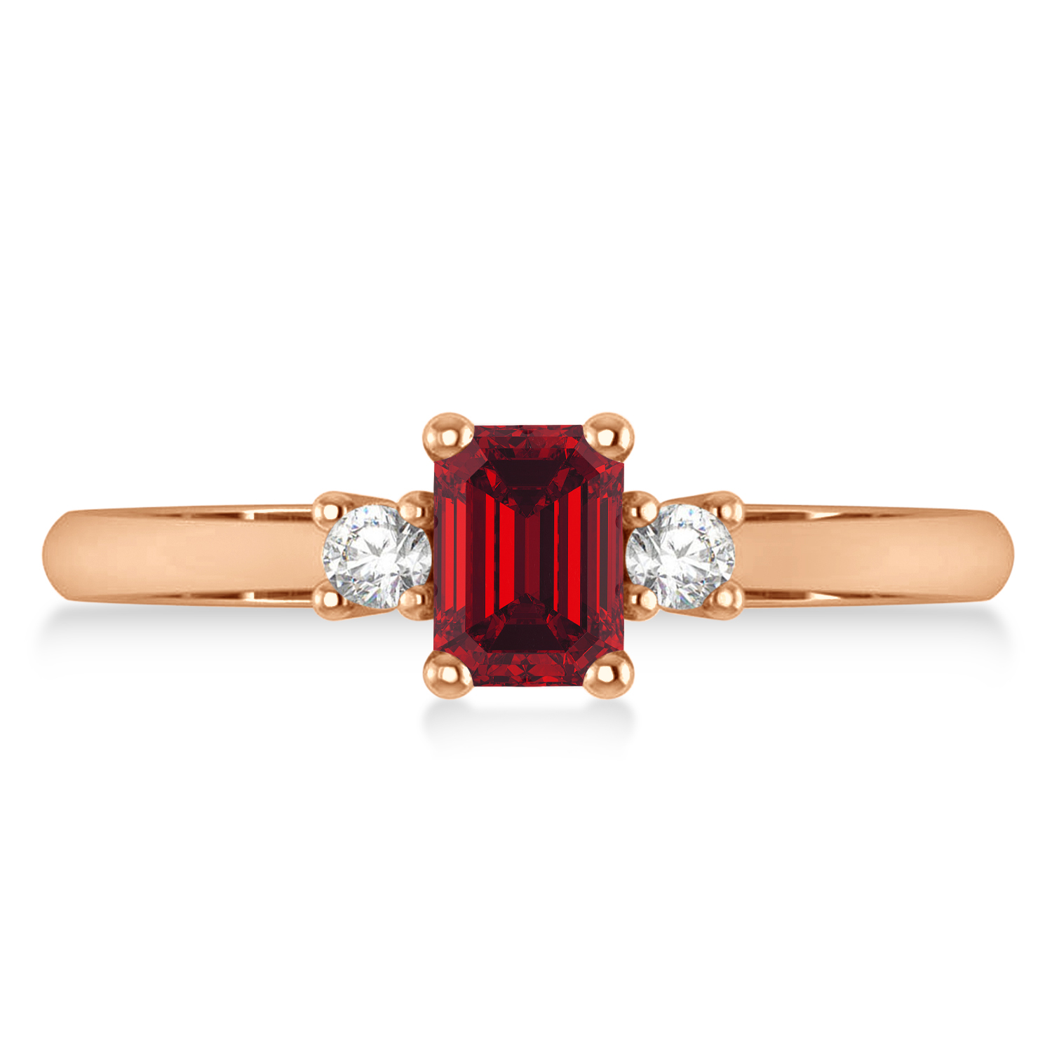Emerald Ruby & Diamond Three-Stone Engagement Ring 14k Rose Gold (0.60ct)