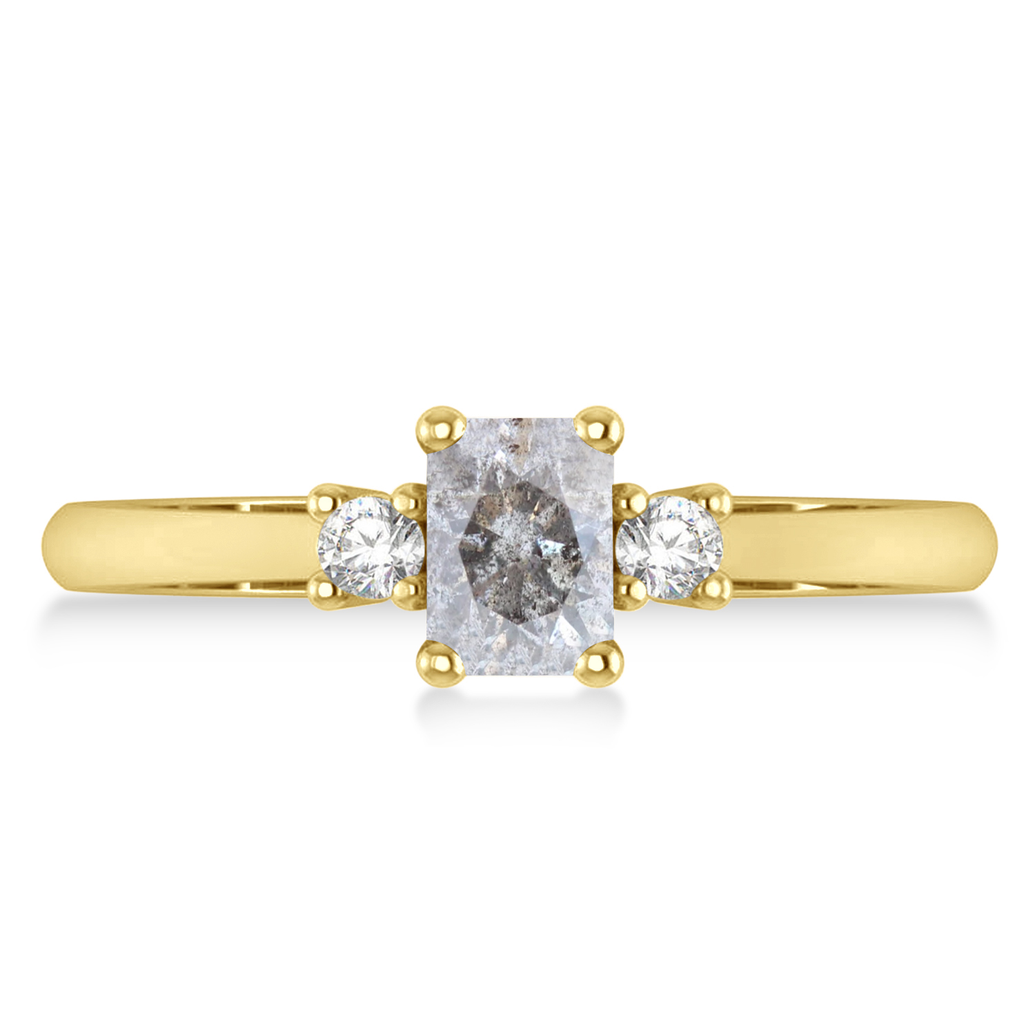 Emerald Salt & Pepper & White Diamond Three-Stone Engagement Ring 14k Yellow Gold (0.60ct)