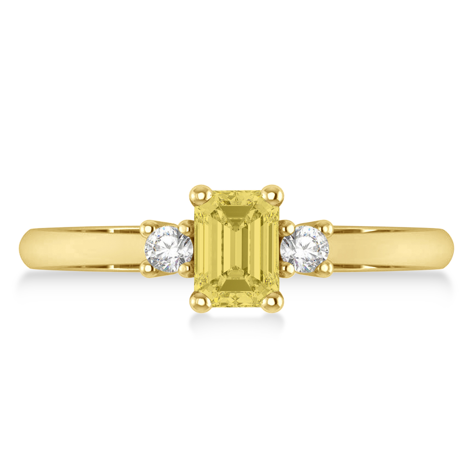 Emerald Yellow & White Diamond Three-Stone Engagement Ring 14k Yellow Gold (0.60ct)
