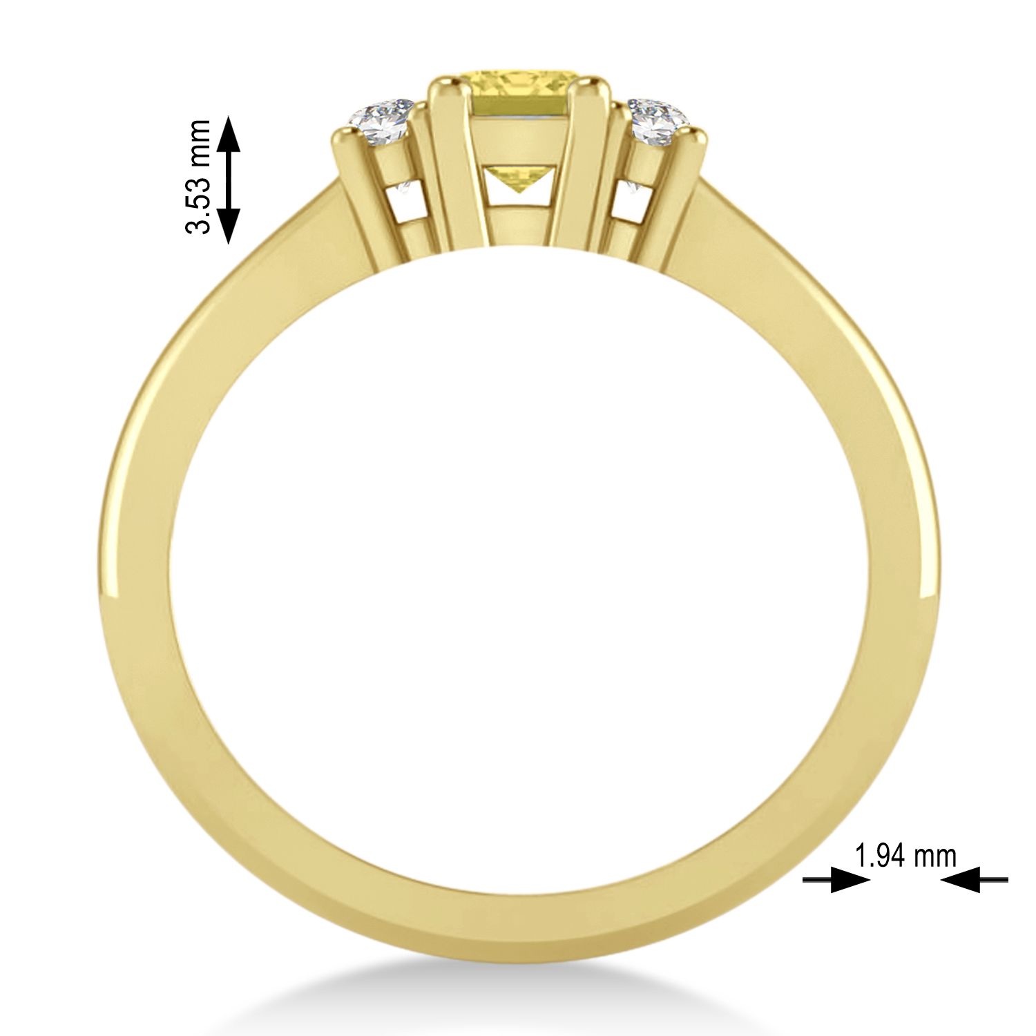 Emerald Yellow & White Diamond Three-Stone Engagement Ring 14k Yellow Gold (0.60ct)