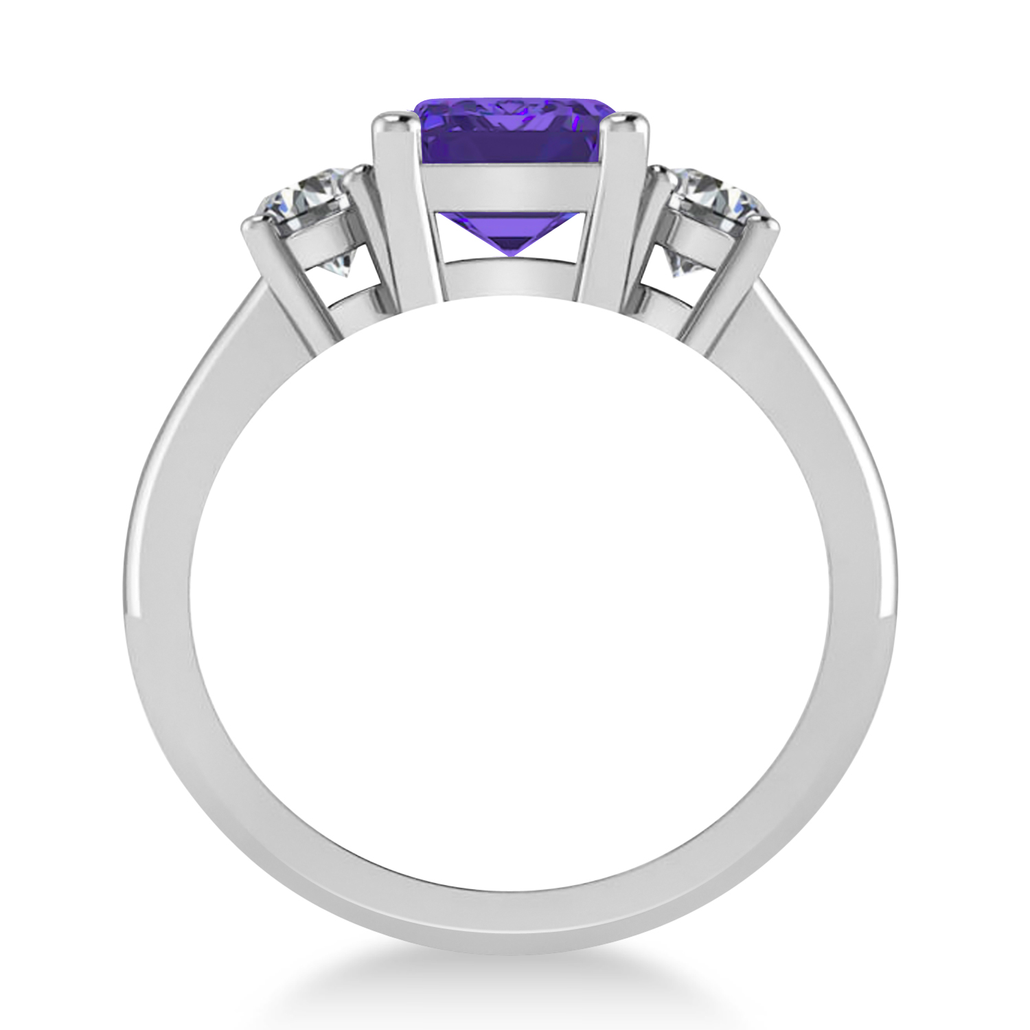 Emerald & Round 3-Stone Tanzanite & Diamond Engagement Ring 14k White Gold (3.00ct)