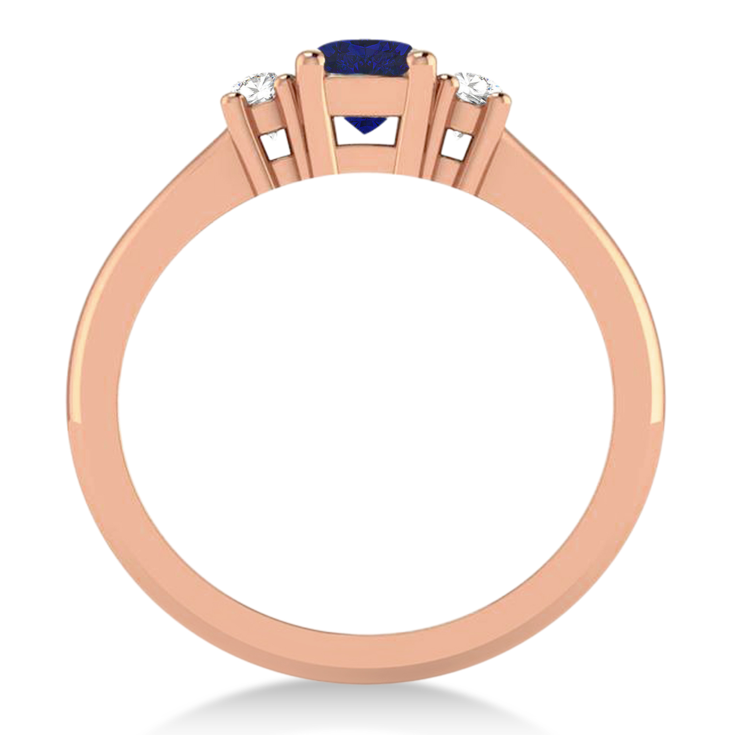 Cushion Blue Sapphire & Diamond Three-Stone Engagement Ring 14k Rose Gold (0.60ct)