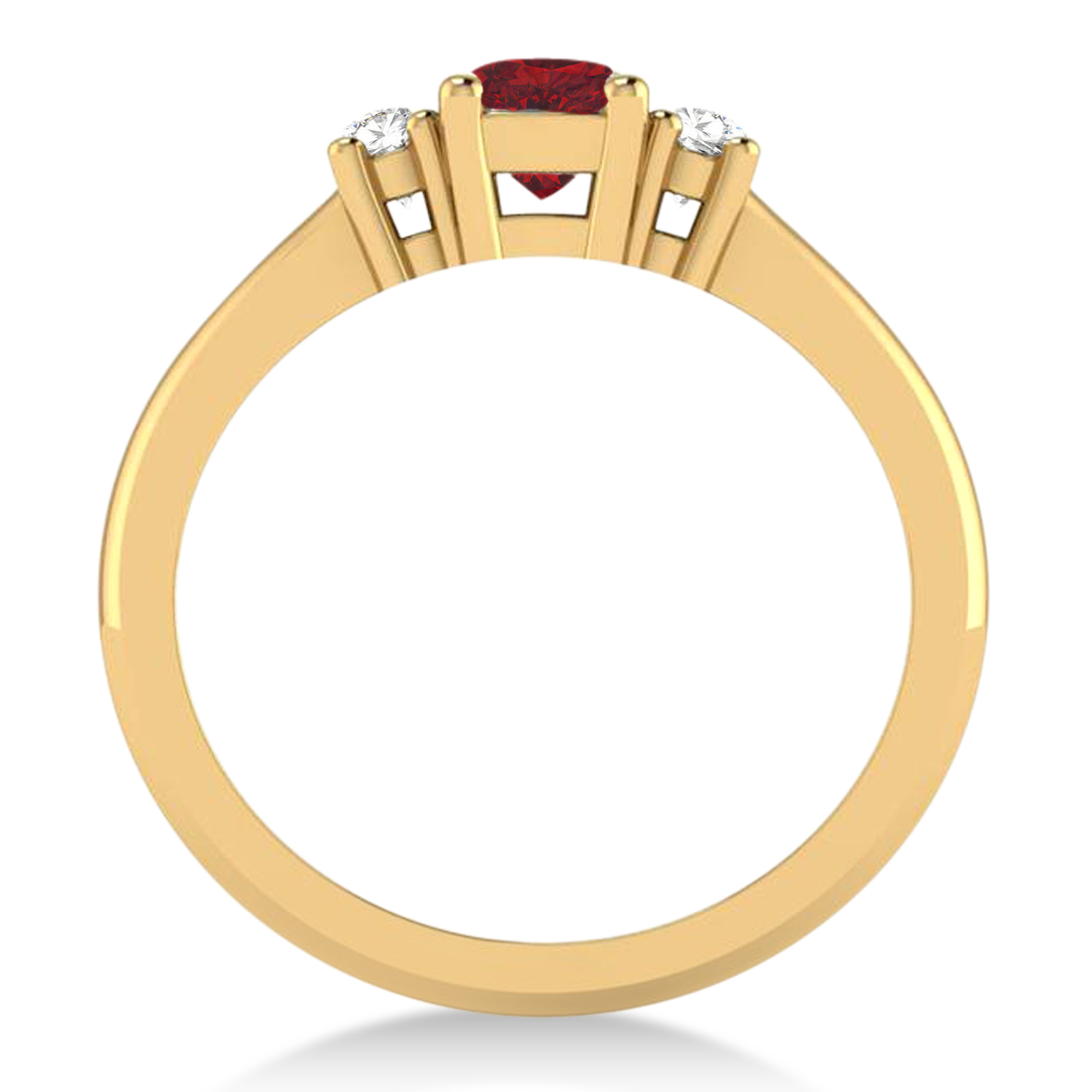 Cushion Ruby & Diamond Three-Stone Engagement Ring 14k Yellow Gold (0.60ct)