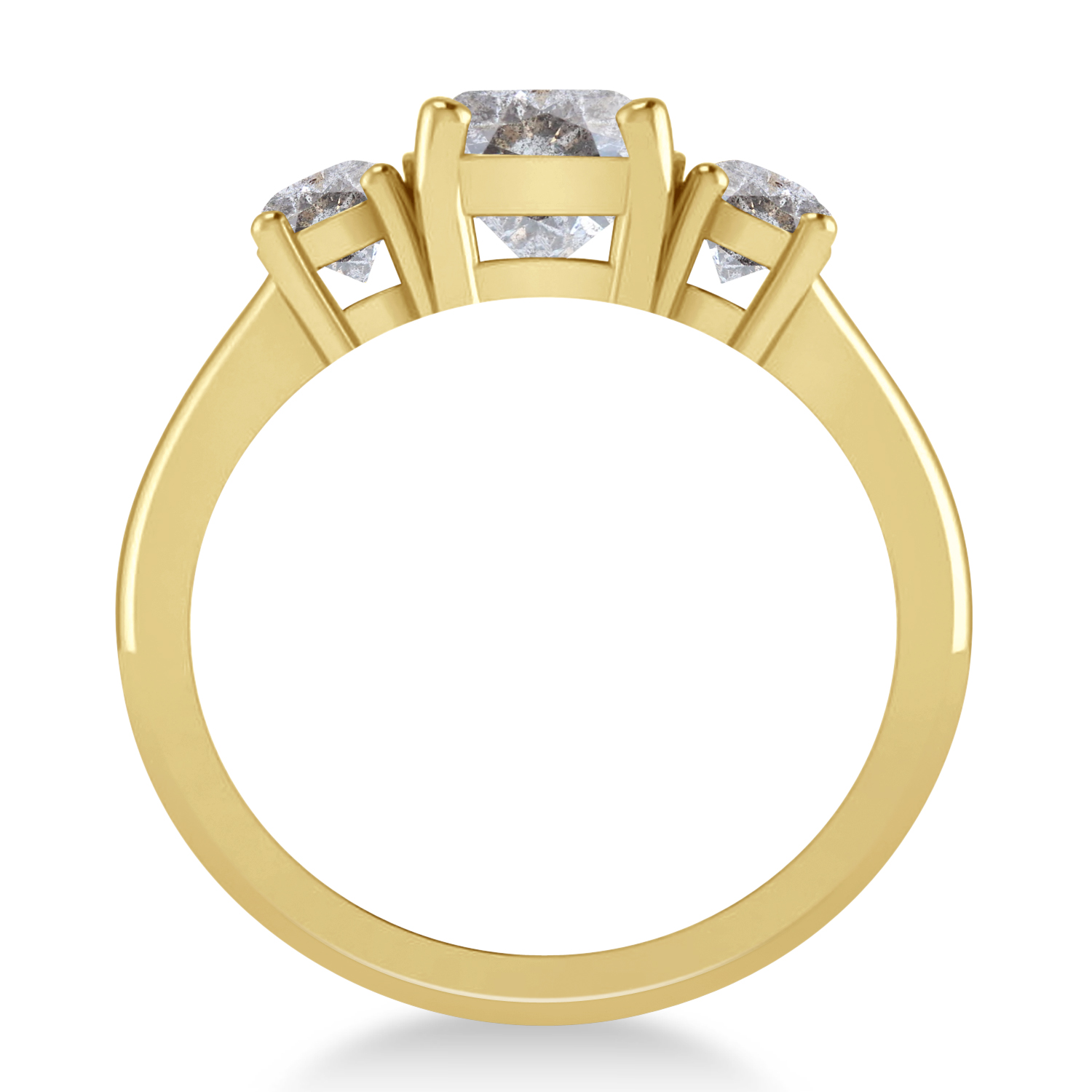 Cushion & Round 3-Stone Salt & Pepper Diamond Engagement Ring 14k Yellow Gold (2.50ct)