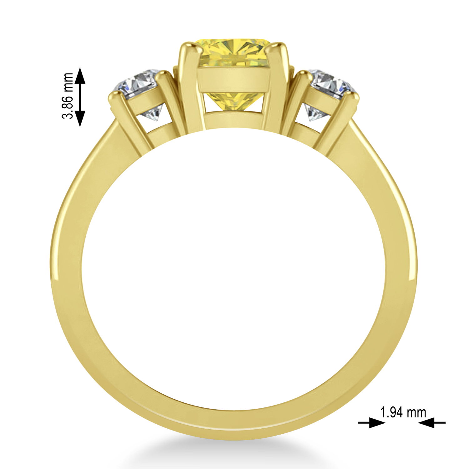 Cushion & Round 3-Stone Yellow & White Diamond Engagement Ring 14k Yellow Gold (2.50ct)