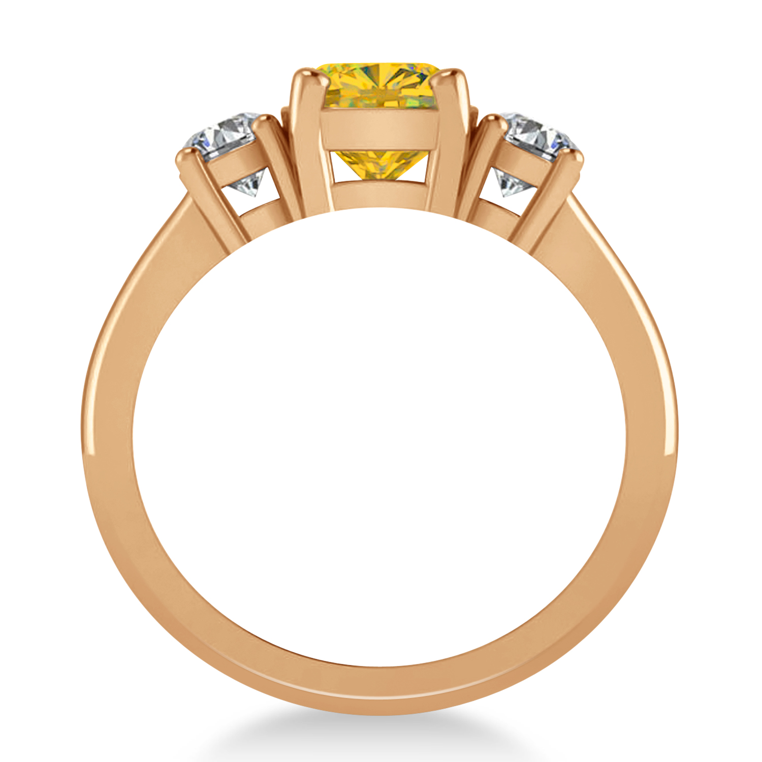 Cushion & Round 3-Stone Yellow Sapphire & Diamond Engagement Ring 14k Rose Gold (2.50ct)