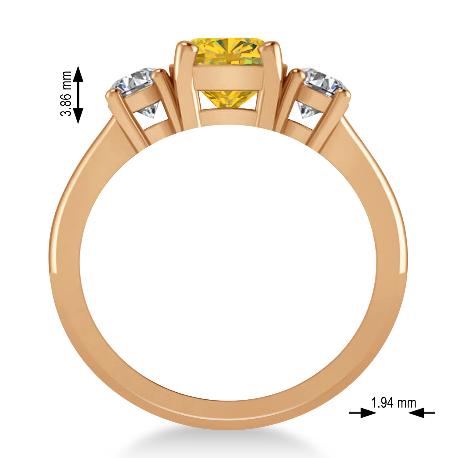 Cushion & Round 3-Stone Yellow Sapphire & Diamond Engagement Ring 14k Rose Gold (2.50ct)