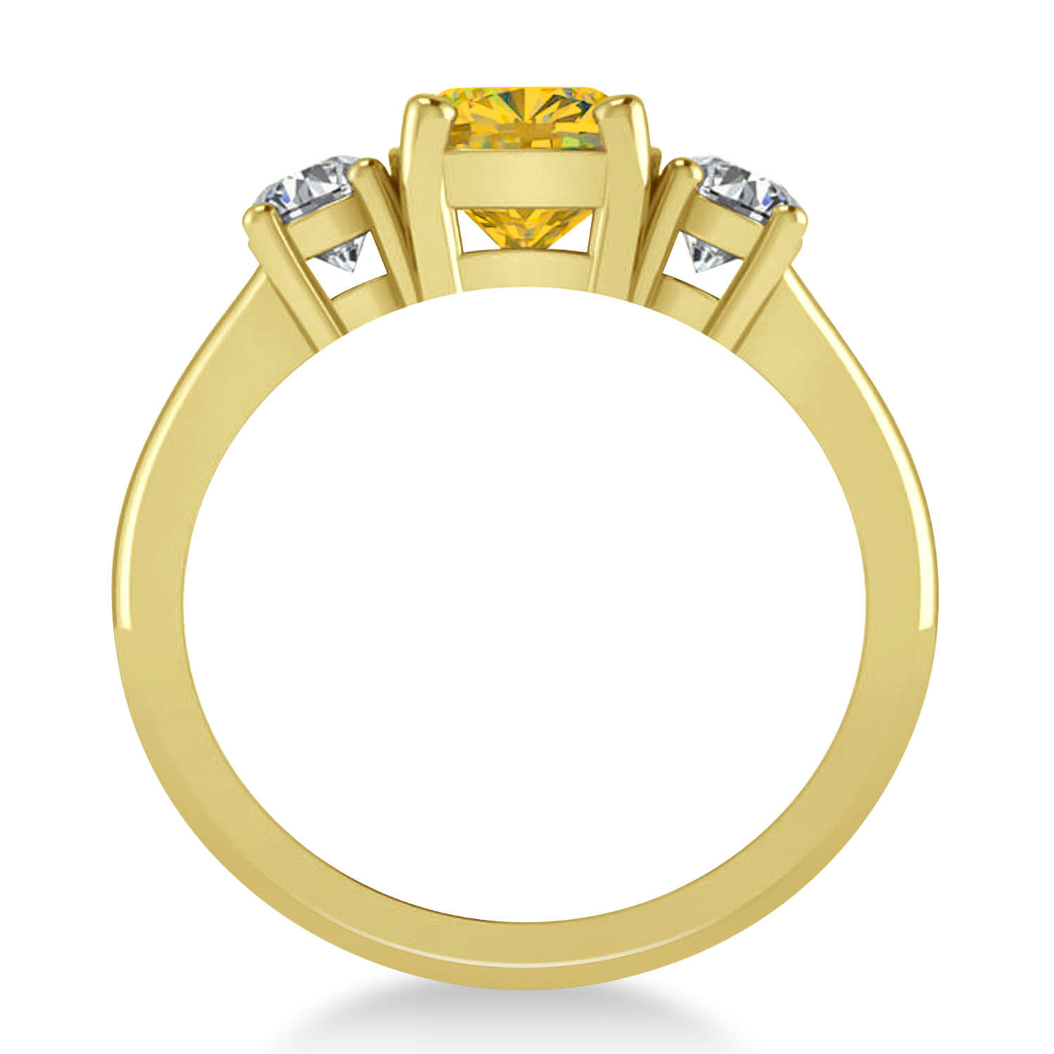 Cushion & Round 3-Stone Yellow Sapphire & Diamond Engagement Ring 14k Yellow Gold (2.50ct)