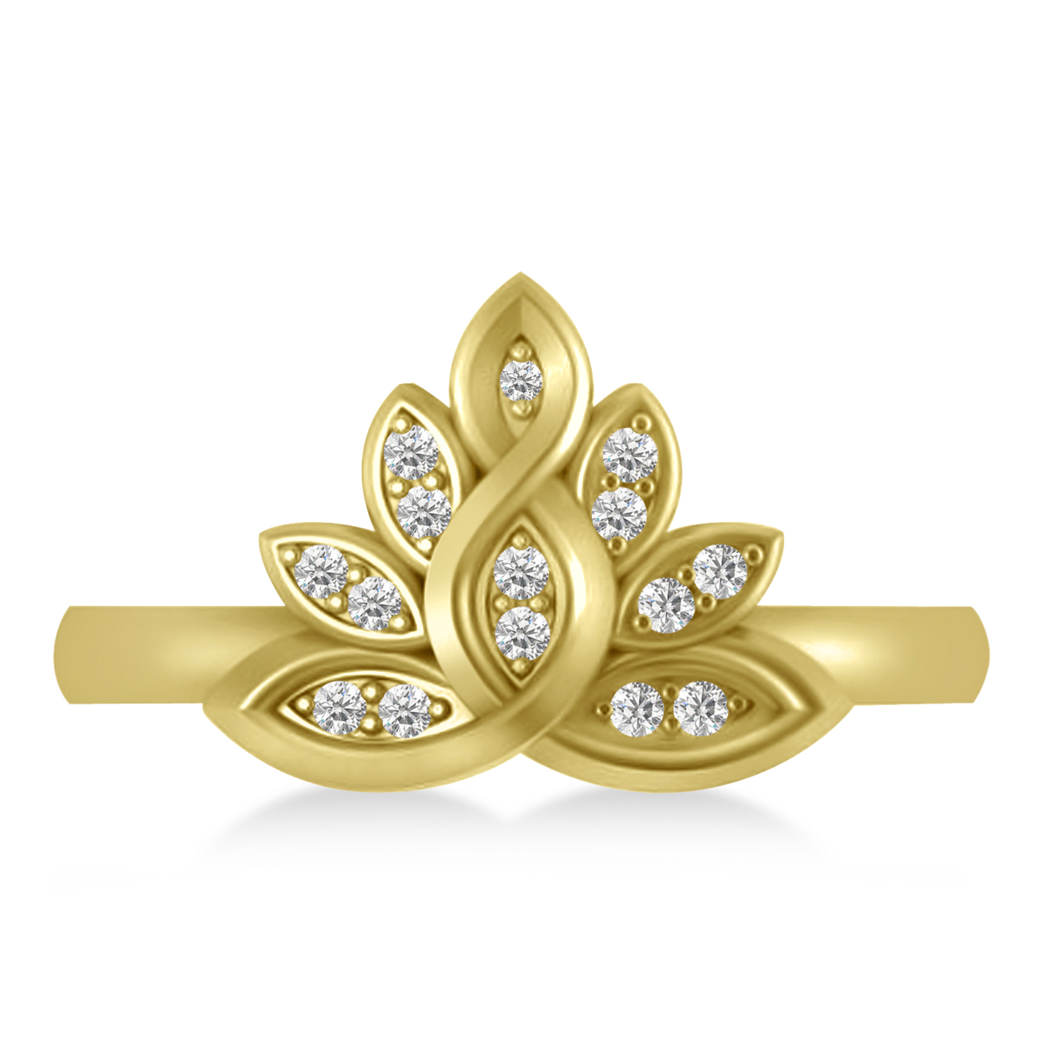 Diamond Lotus Flower Ring 14k Yellow Gold (0.15ct)