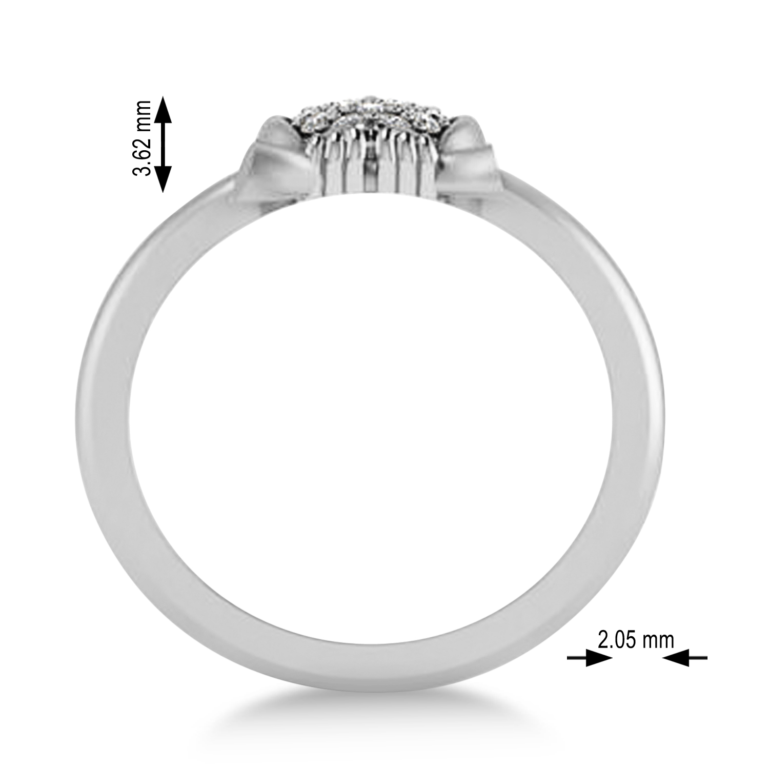 Diamond Owl Ring 14k White Gold (0.18ct)