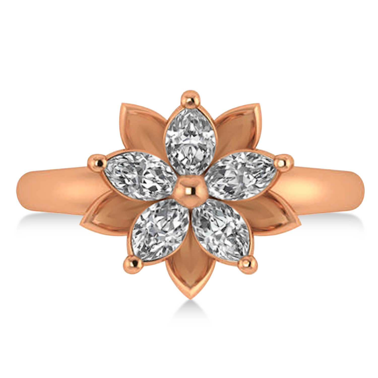 Diamond 5-Petal Flower Fashion Ring 14k Rose Gold (1.00ct)