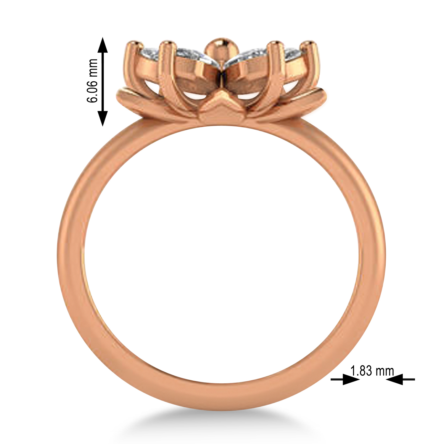Diamond 5-Petal Flower Fashion Ring 14k Rose Gold (1.00ct)